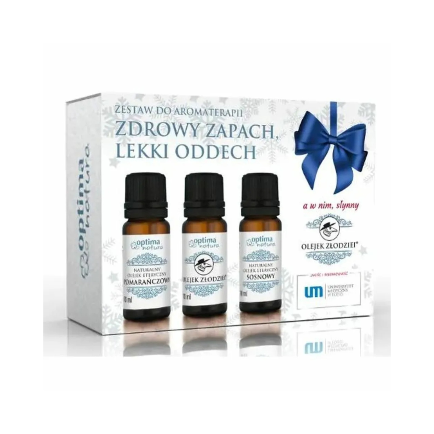 Optima natura - zestaw do aromaterapii zdrowy zapach, olejek pomarańczowy, złodziei, sosnowy, 3 x 10 ml, 1 komplet