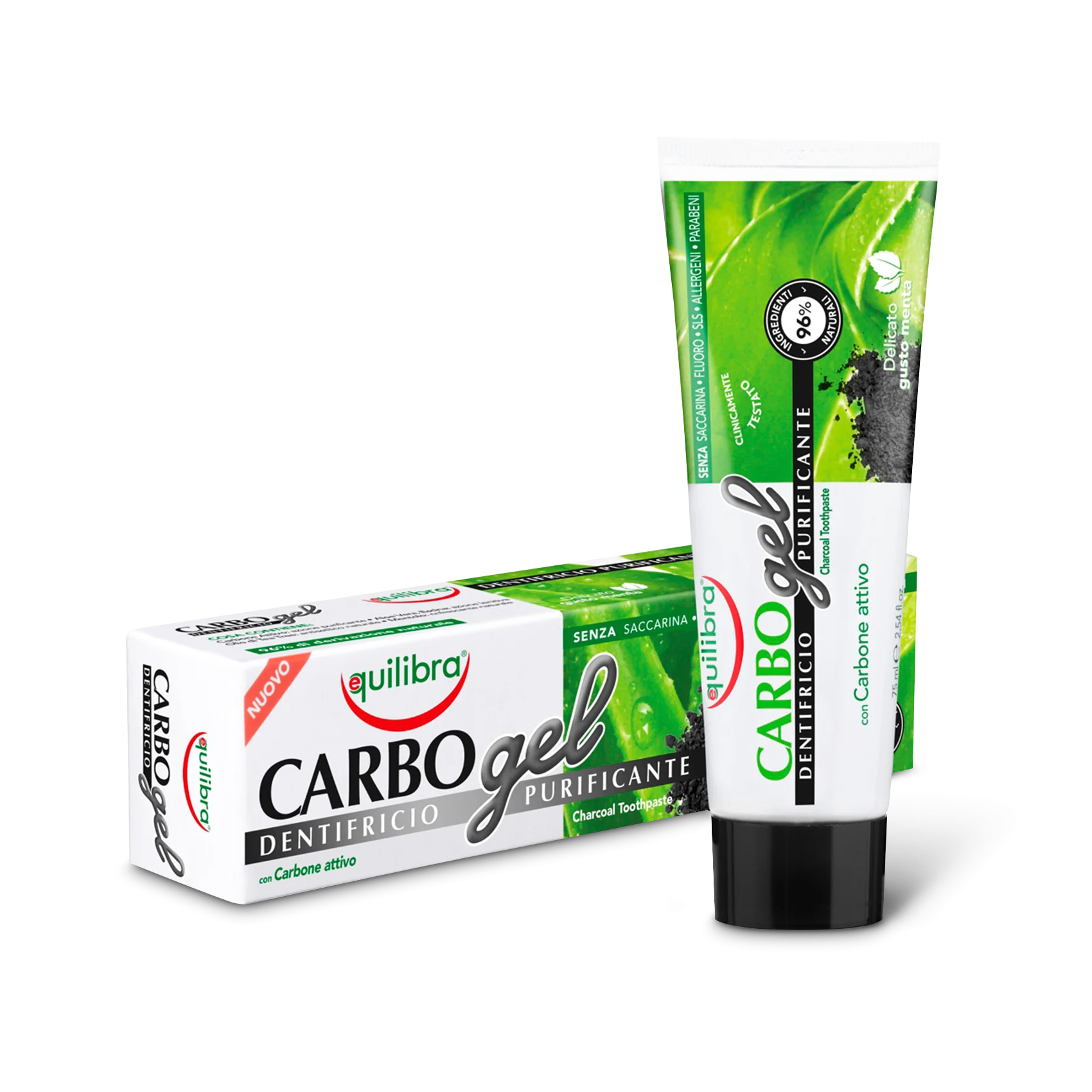 Equilibra carbo - pasta do zębów z aktywnym węglem, żel aloesowy, 75 ml