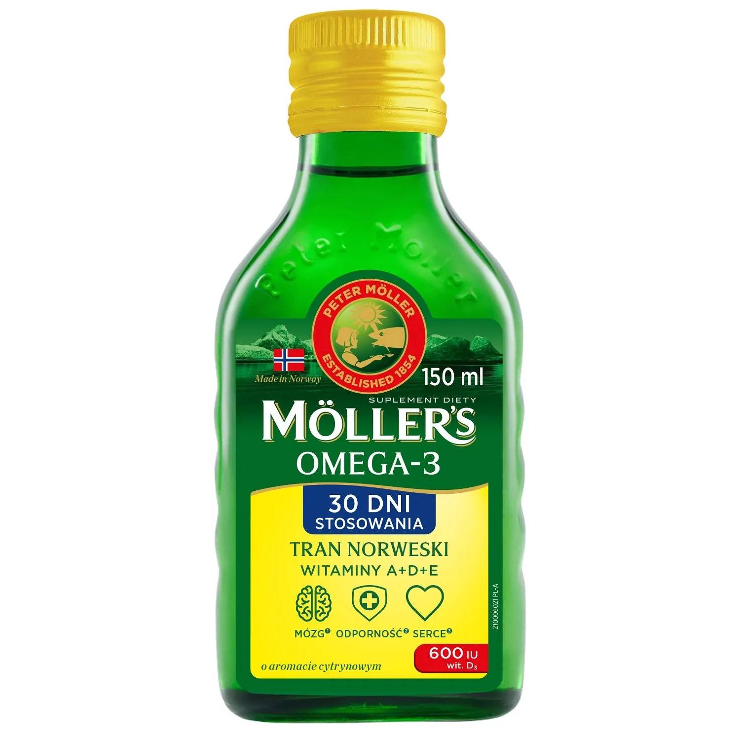 Mollers omega-3 tran norweski, aromat cytrynowy, 150 ml