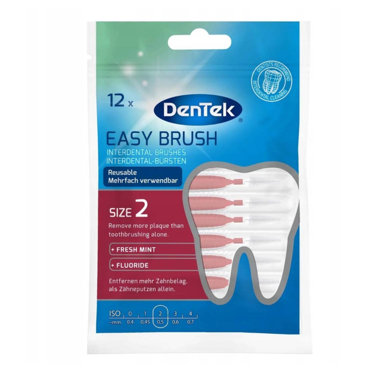 Dentek easy brush, szczoteczki interdertalne, rozmiar 2, 12 sztuk