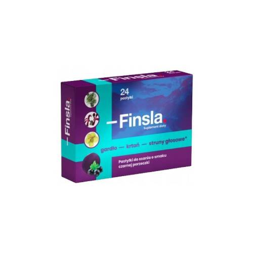 Finsla - pastylki do ssania o smaku czarnej porzeczki, 24 sztuki