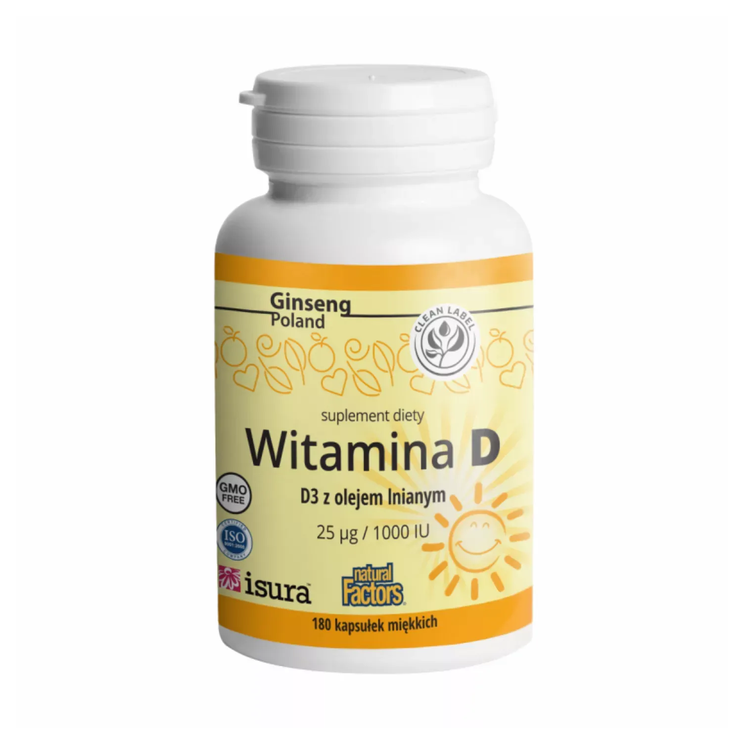 Ginseng witamina d3 z olejem lnianym, 180 kapsułek