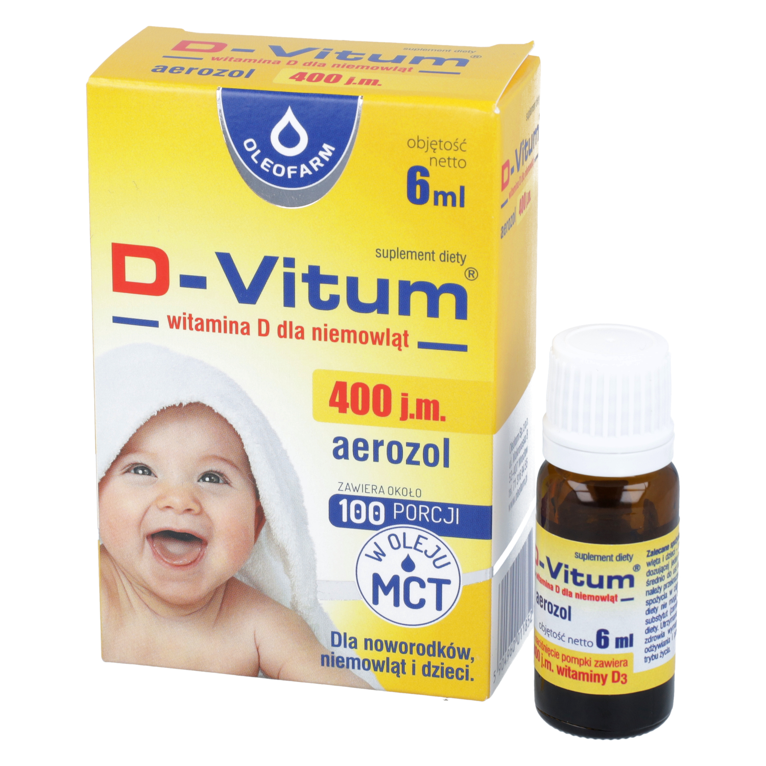 D-vitum 400 j.m., dla niemowląt, aerozol, 6 ml