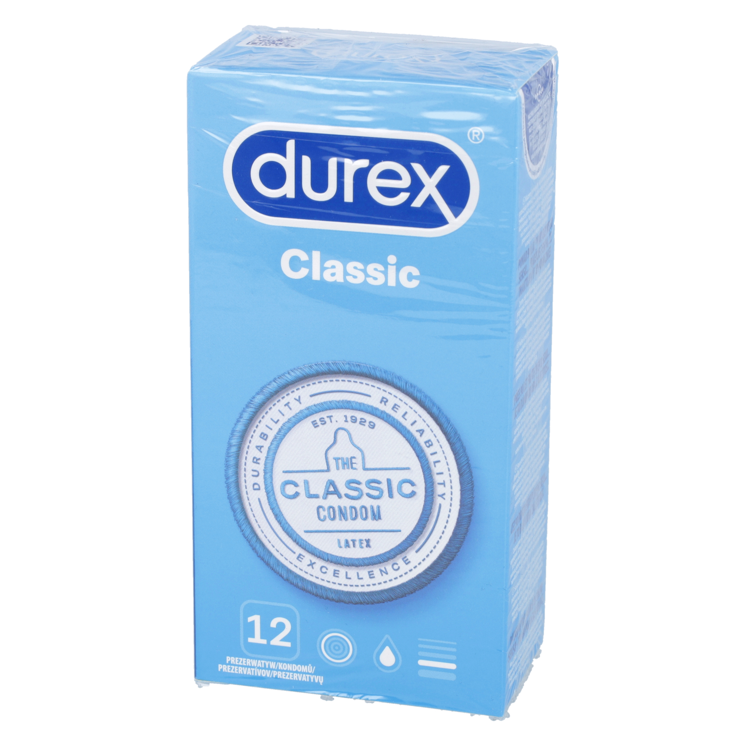 Durex classic - prezerwatywy lateksowe, klasyczne gładkie, 12 sztuk