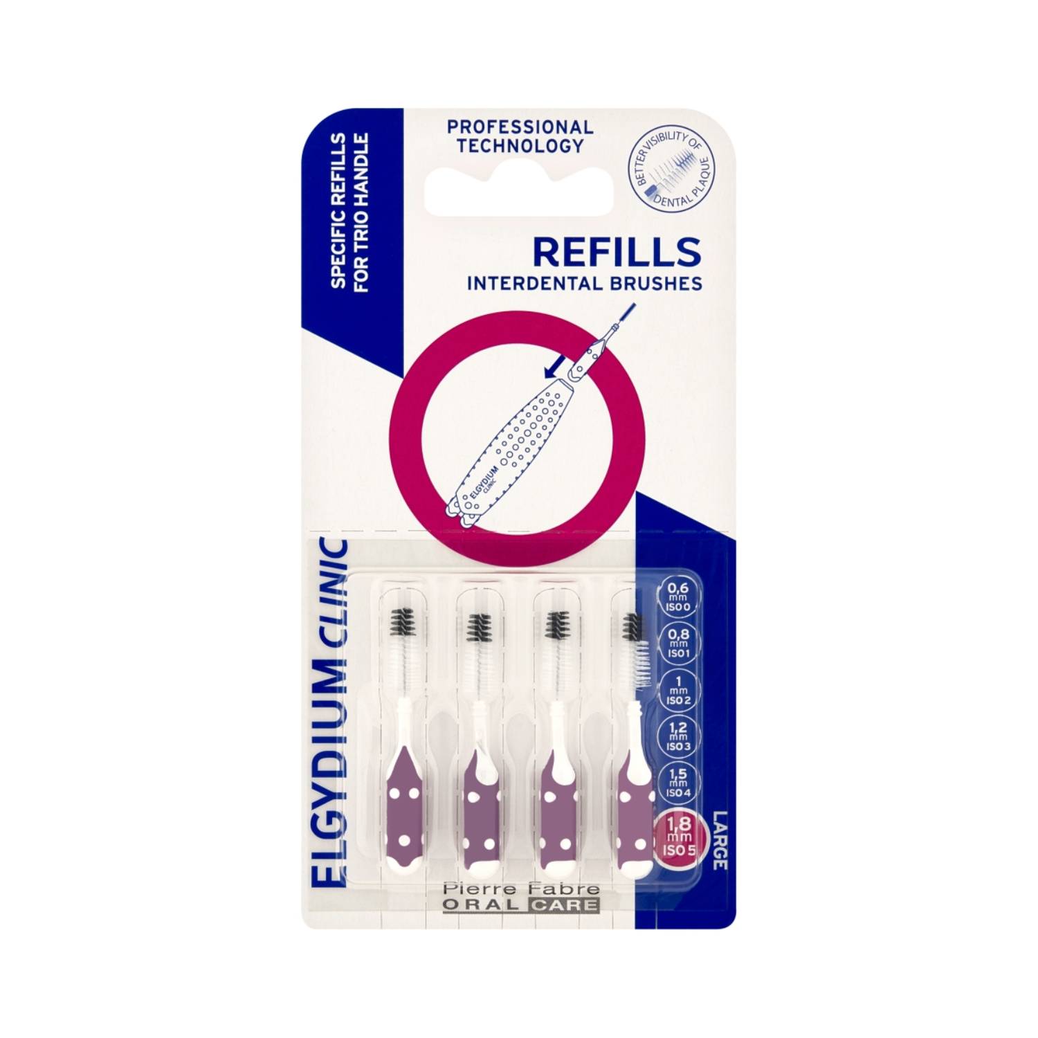 Elgydium clinic refill - wkłady do szczoteczek międzyzębowych (iso 5), 4 sztuki