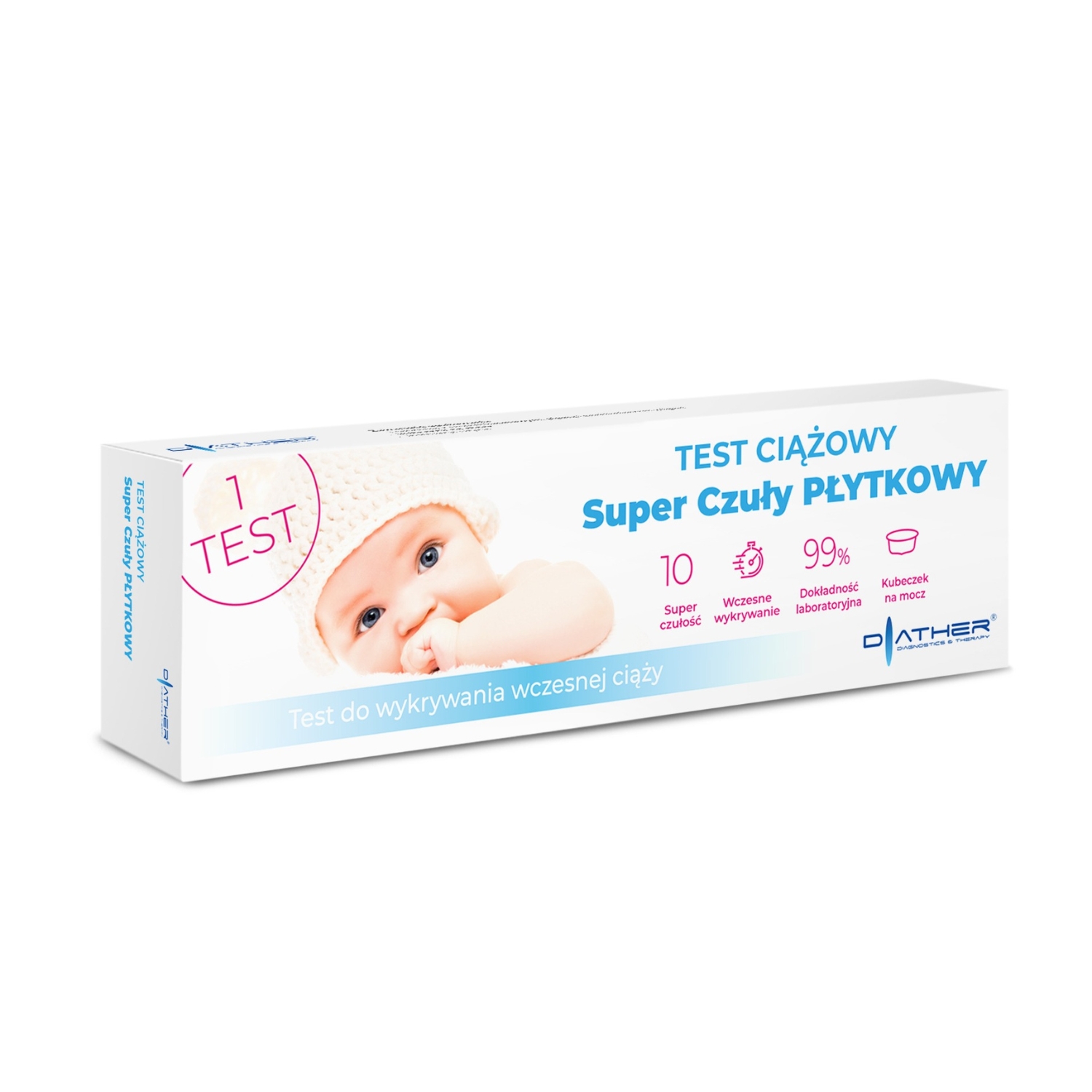 Diather - test ciążowy płytkowy super czuły, 1 sztuka