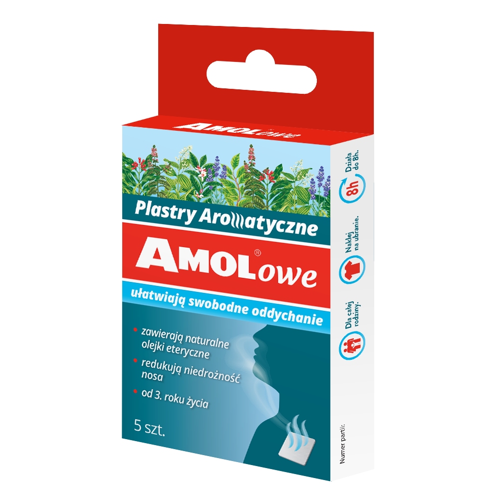 Amolowe - plastry aromatyczne z olejkami eterycznymi, od 3 roku życia, 5 sztuk