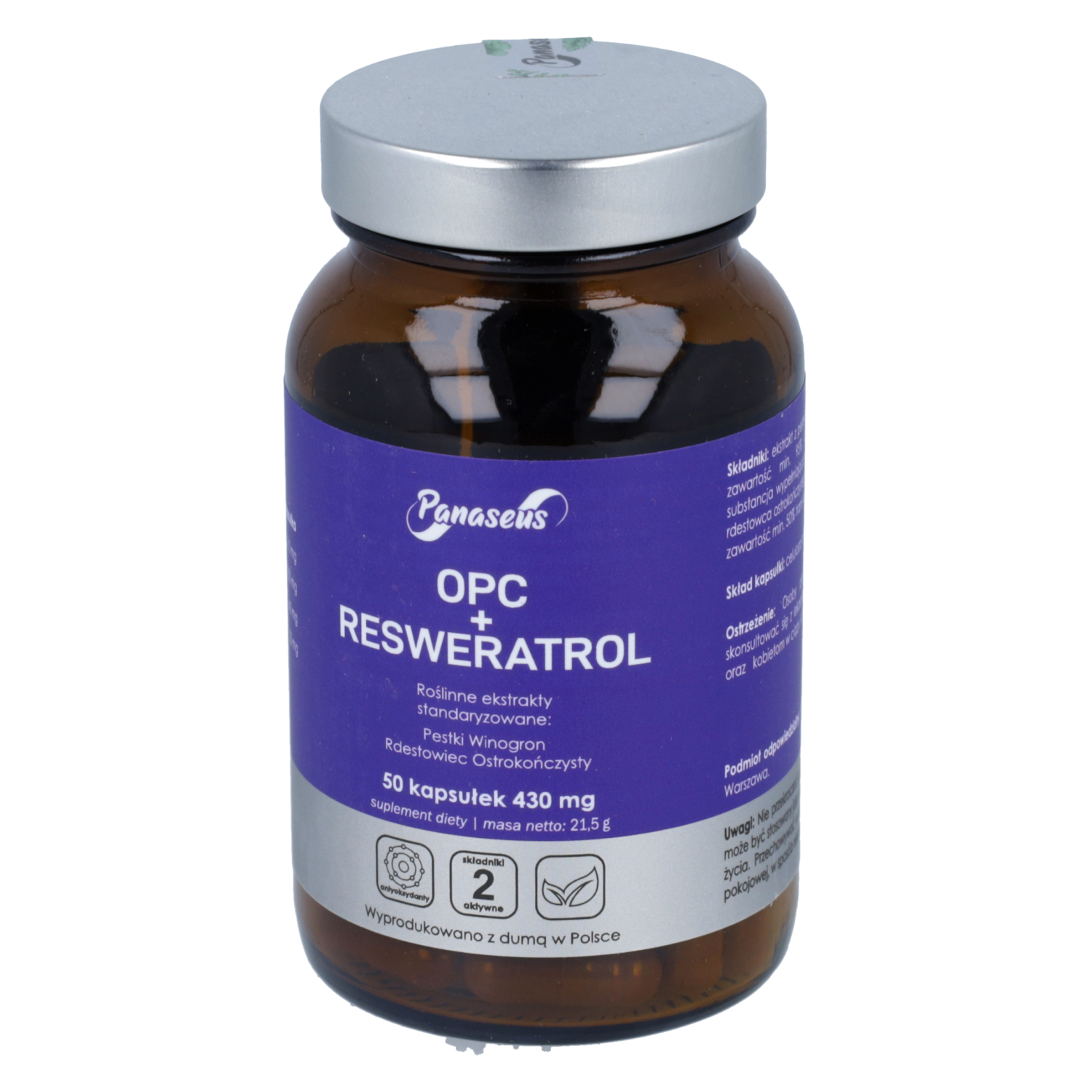Panaseus opc + resweratrol, 50 kapsułek