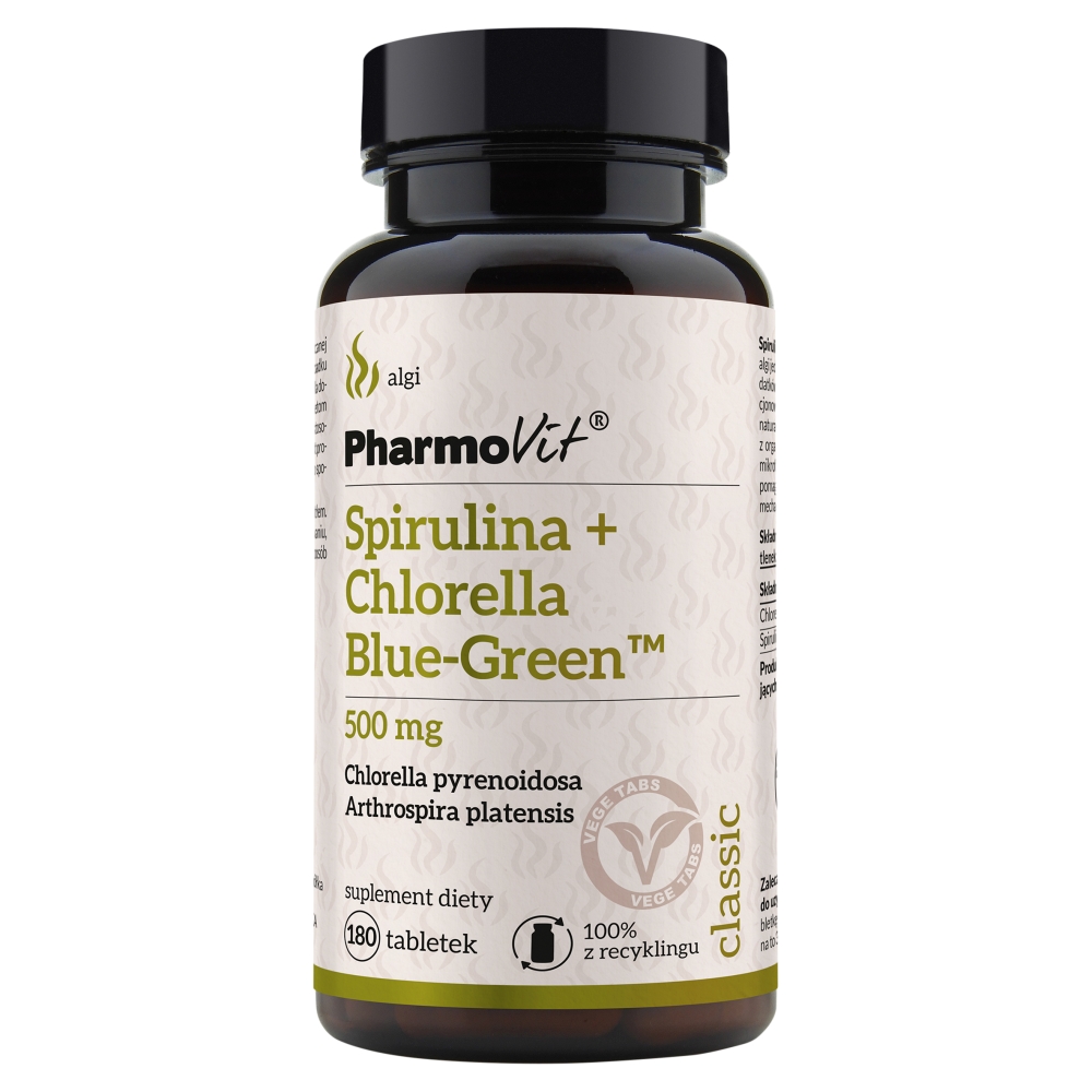 Pharmovit spirulina + chlorella blue-green, 180 tabletek