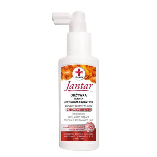 Jantar medica - odżywka, wcierka z wyciągiem z bursztynu do skóry głowy i włosów zniszczonych, 100 ml