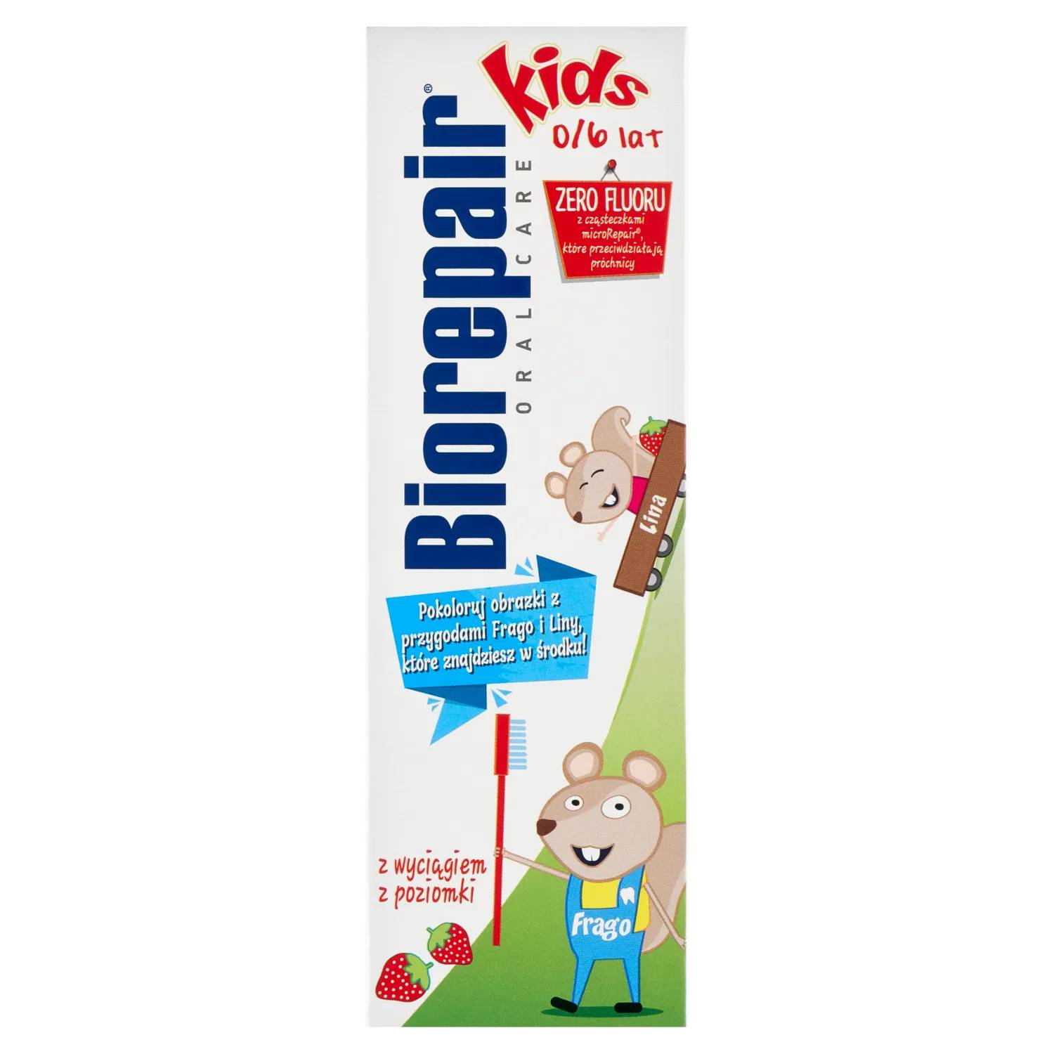 Biorepair kids - pasta do zębów, truskawkowa pasta dla dzieci 0-6 lat bez fluoru, 50 ml