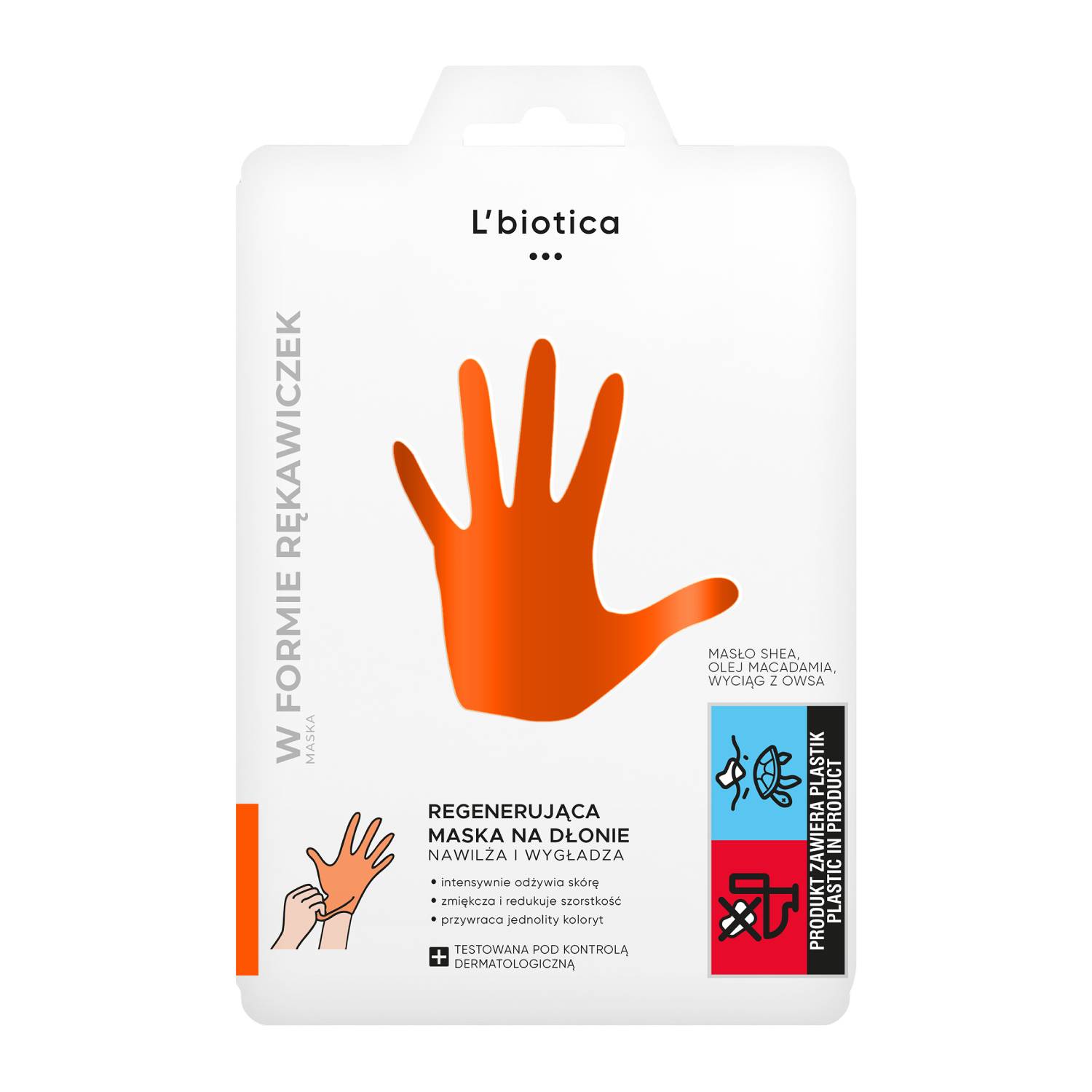 L'biotica - maska regenerująca na dłonie w postaci nasączonych rękawiczek, 1 para