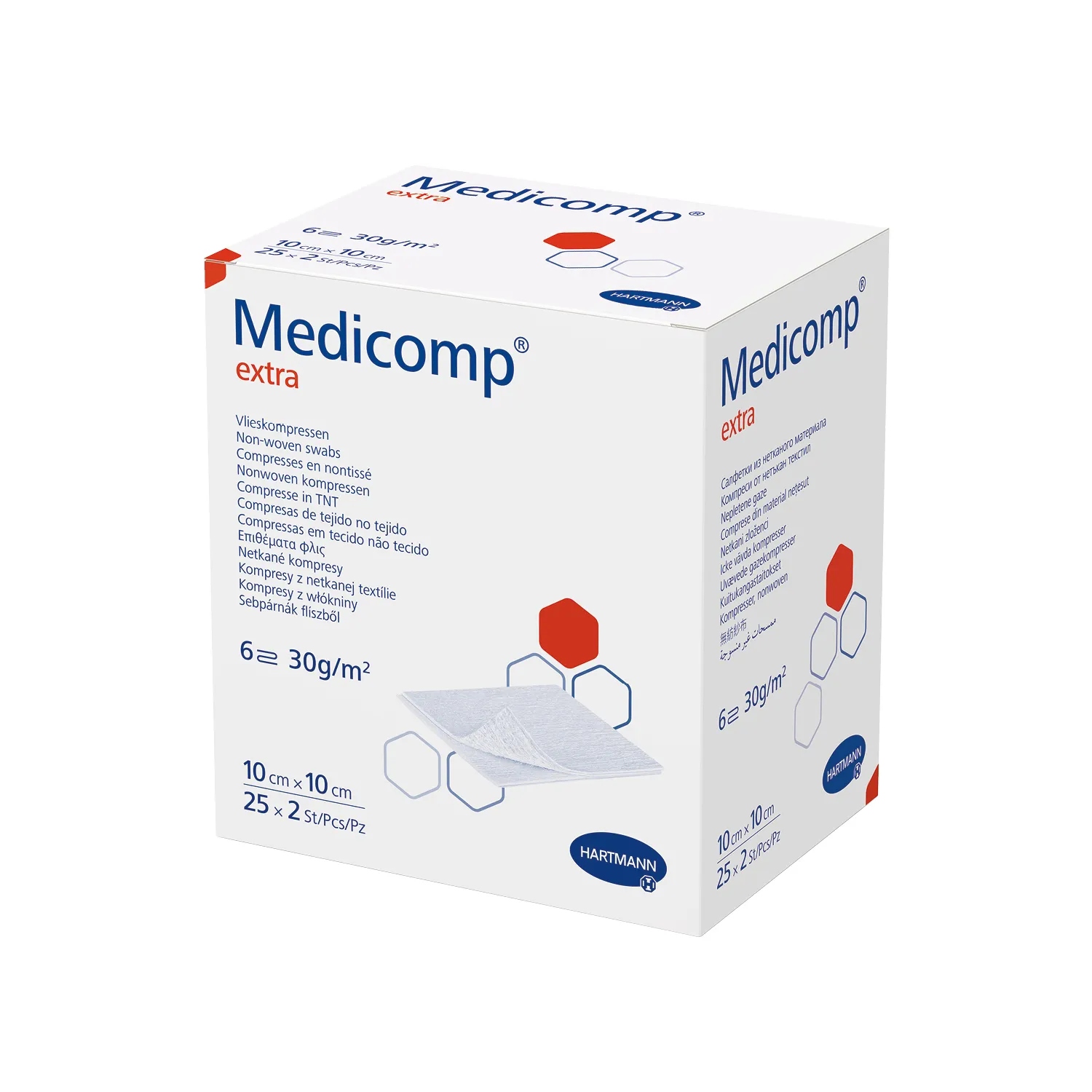 Medicomp extra - kompresy jałowe, 6-warstwowe, 10 cm x 10 cm, 50 sztuk