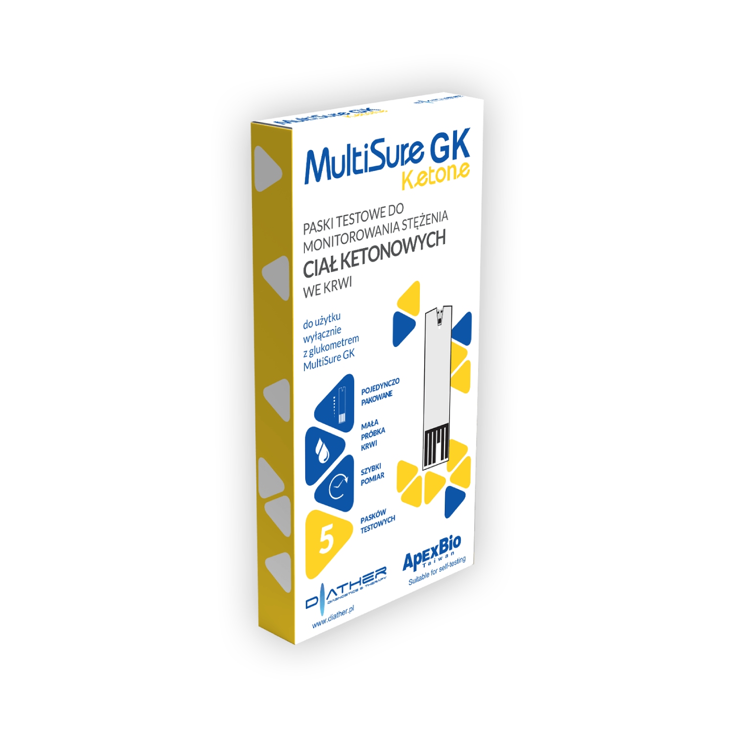 Multisure gk - paski testowe do pomiaru stężenia ciał ketonowych we krwi, 5 sztuk