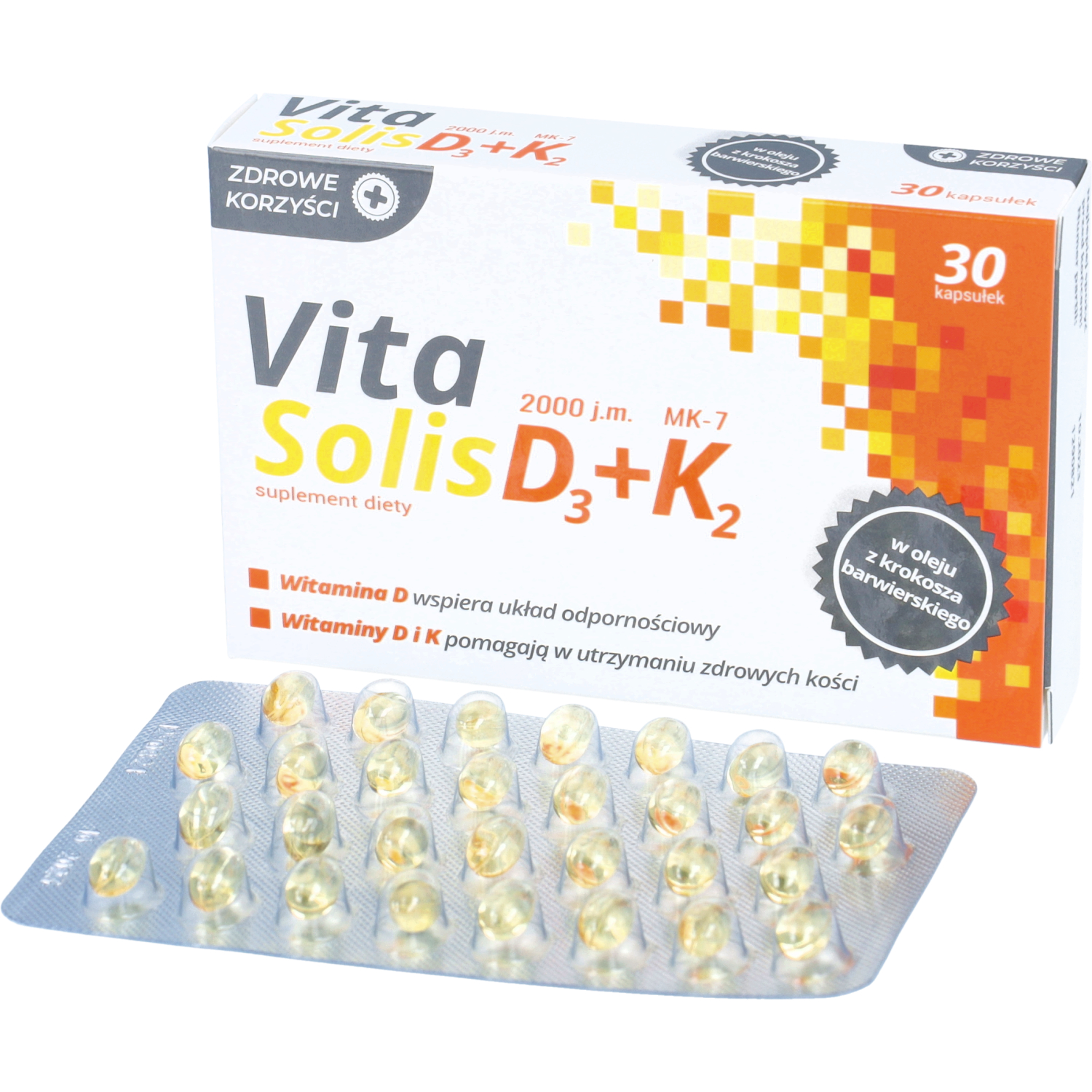 Zdrowe korzyści vitasolis d3 + k2, 30 kapsułek