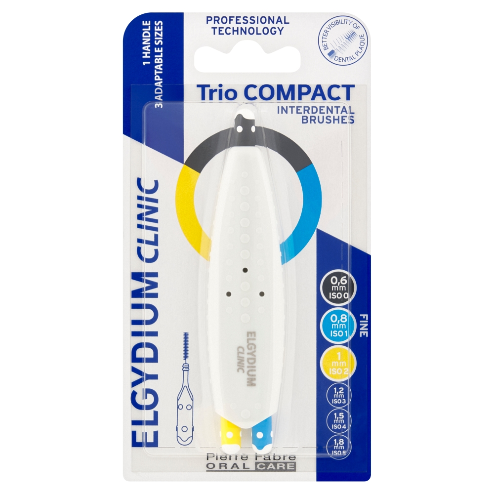Elgydium clinic trio compact - szczoteczki międzyzębowe (iso 0/1/2), 3 sztuki