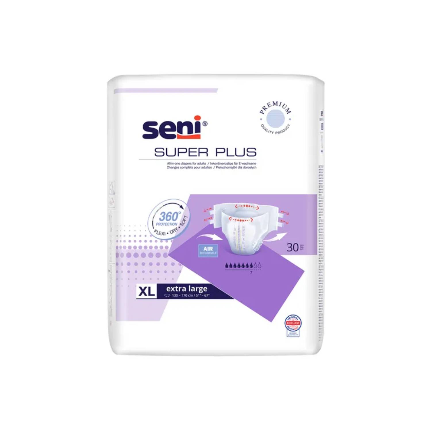 Seni super plus - pieluchomajtki dla dorosłych, rozmiar xl, 30 sztuk