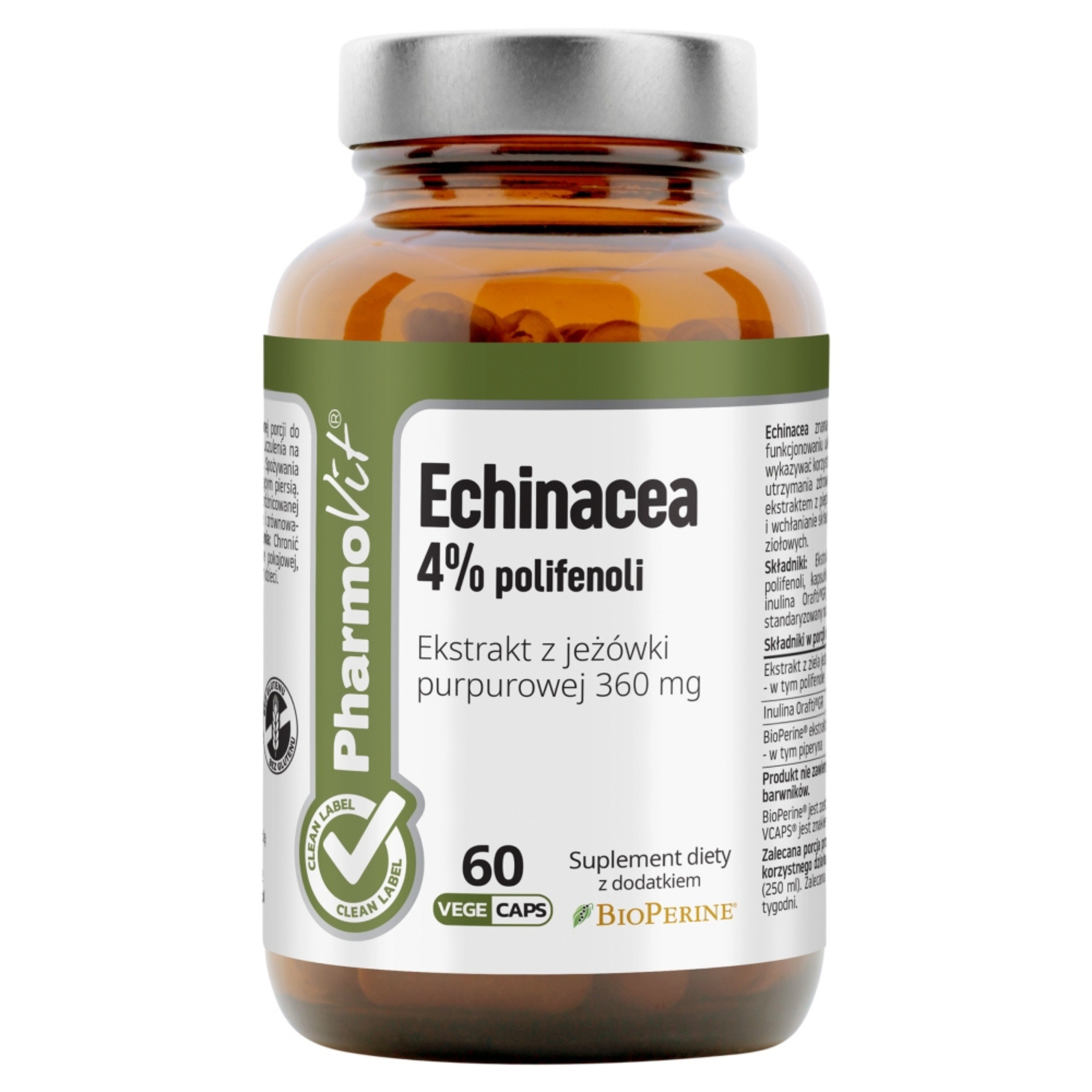 Pharmovit echinacea, 4% polifenoli, 60 kapsułek vege
