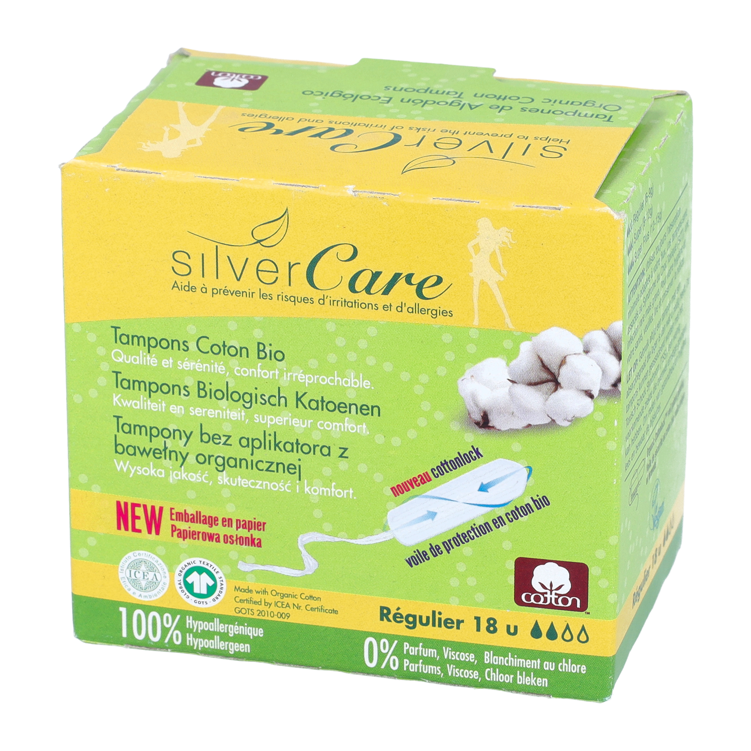 Masmi - tampony silver care regular, bez aplikatora, 18 sztuk