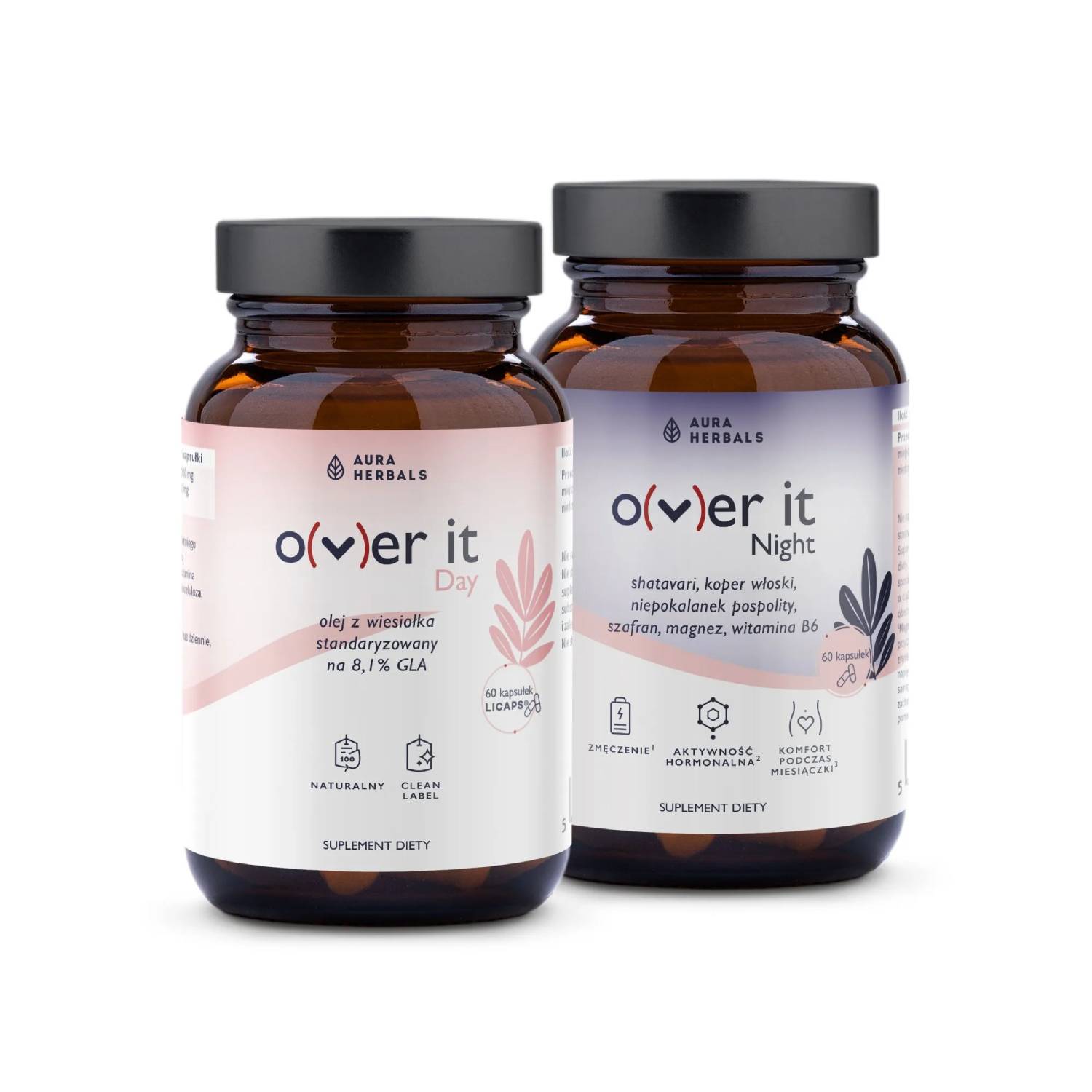 Aura herbals o(v)er it day and night, 2 x 60 kapsułek (data ważności: 15.03.2026)