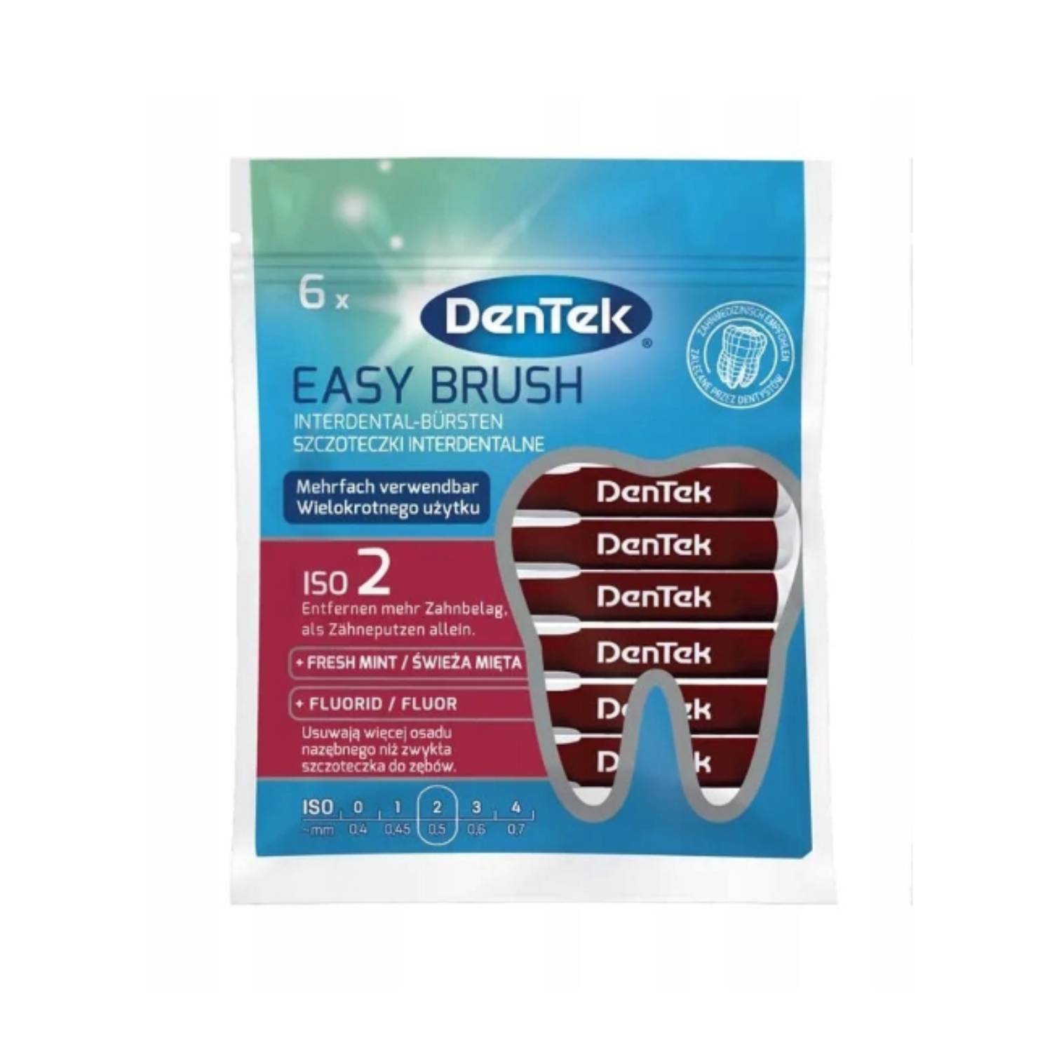 Dentek easy brush, szczoteczki interdertalne, rozmiar 2, 6 sztuk