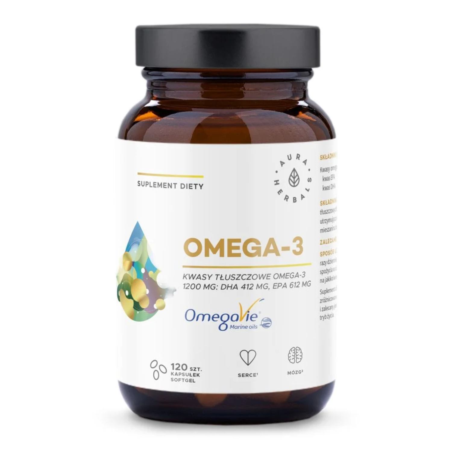 Aura herbals omega-3 1200 mg, 120 kapsułek