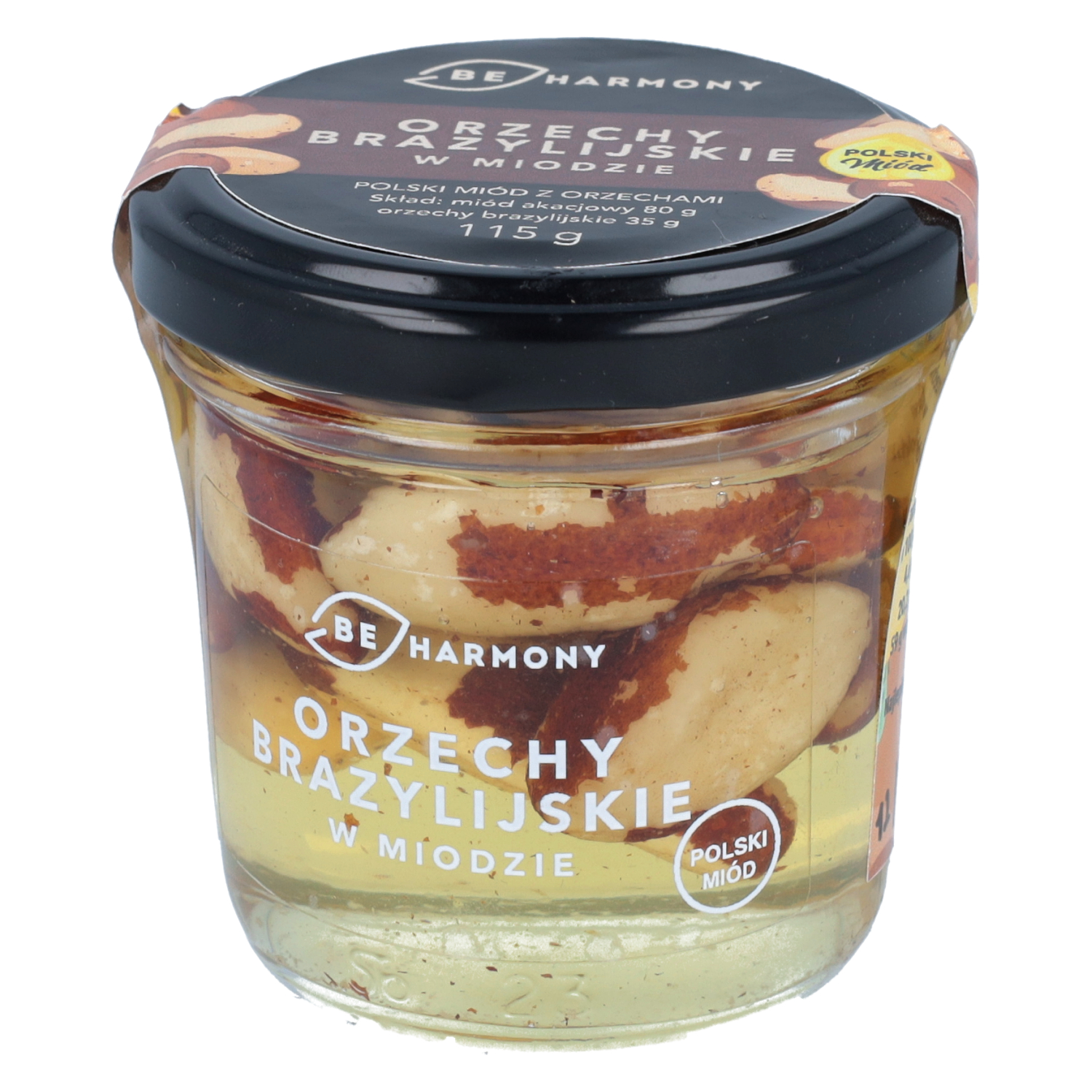 Beharmony - orzechy brazylijskie w miodzie akacjowym, 115 g (data ważności: 31.12.2025)