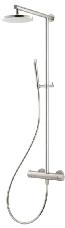 Herzbach Design iX zestaw prysznicowy ścienny termostatyczny z deszczownicą stal szczotkowana 17.988130.1.09