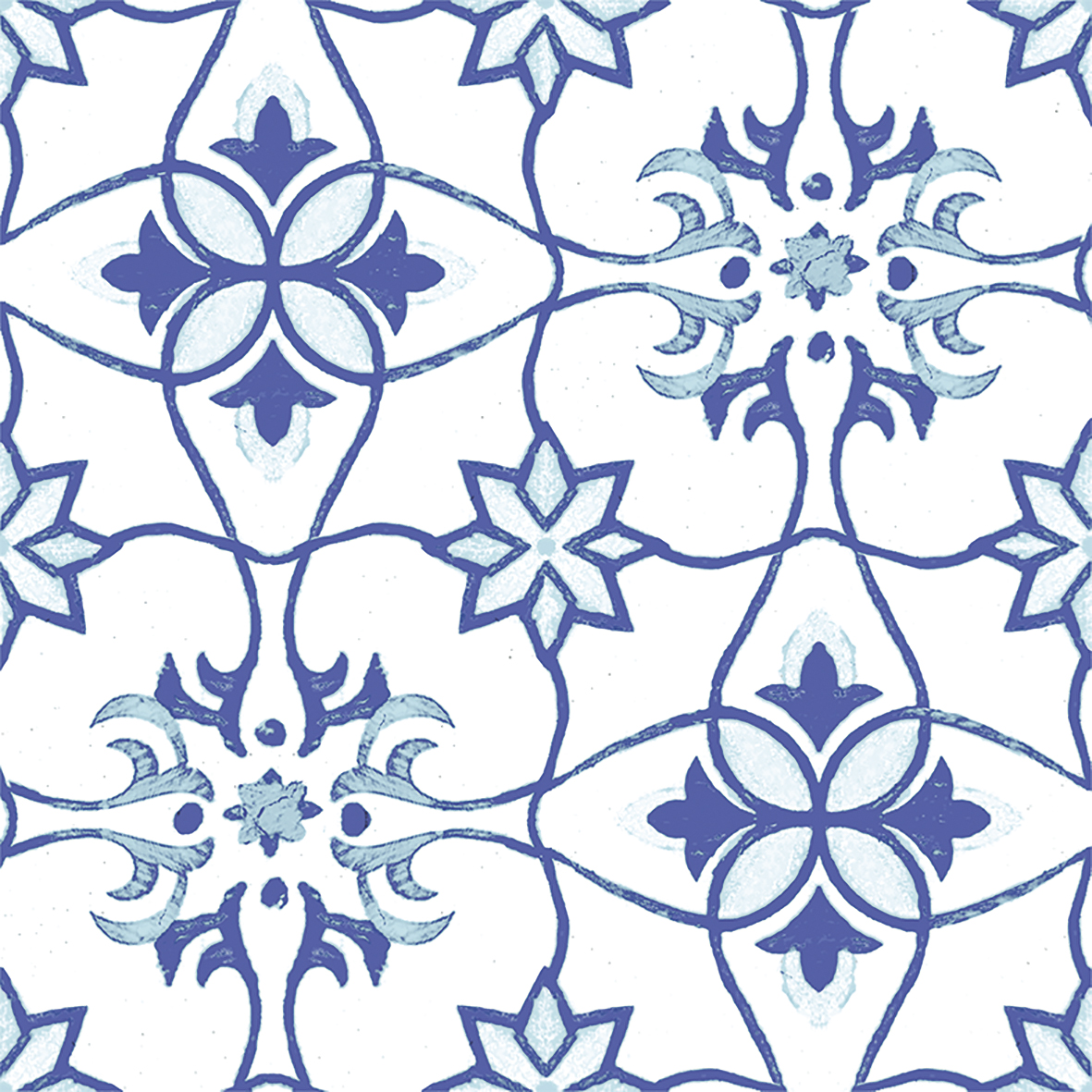 Savoia Vietri Decoro Blue Mix Lucido dekor ścienno-podłogowy 22x22 cm biało-niebieski