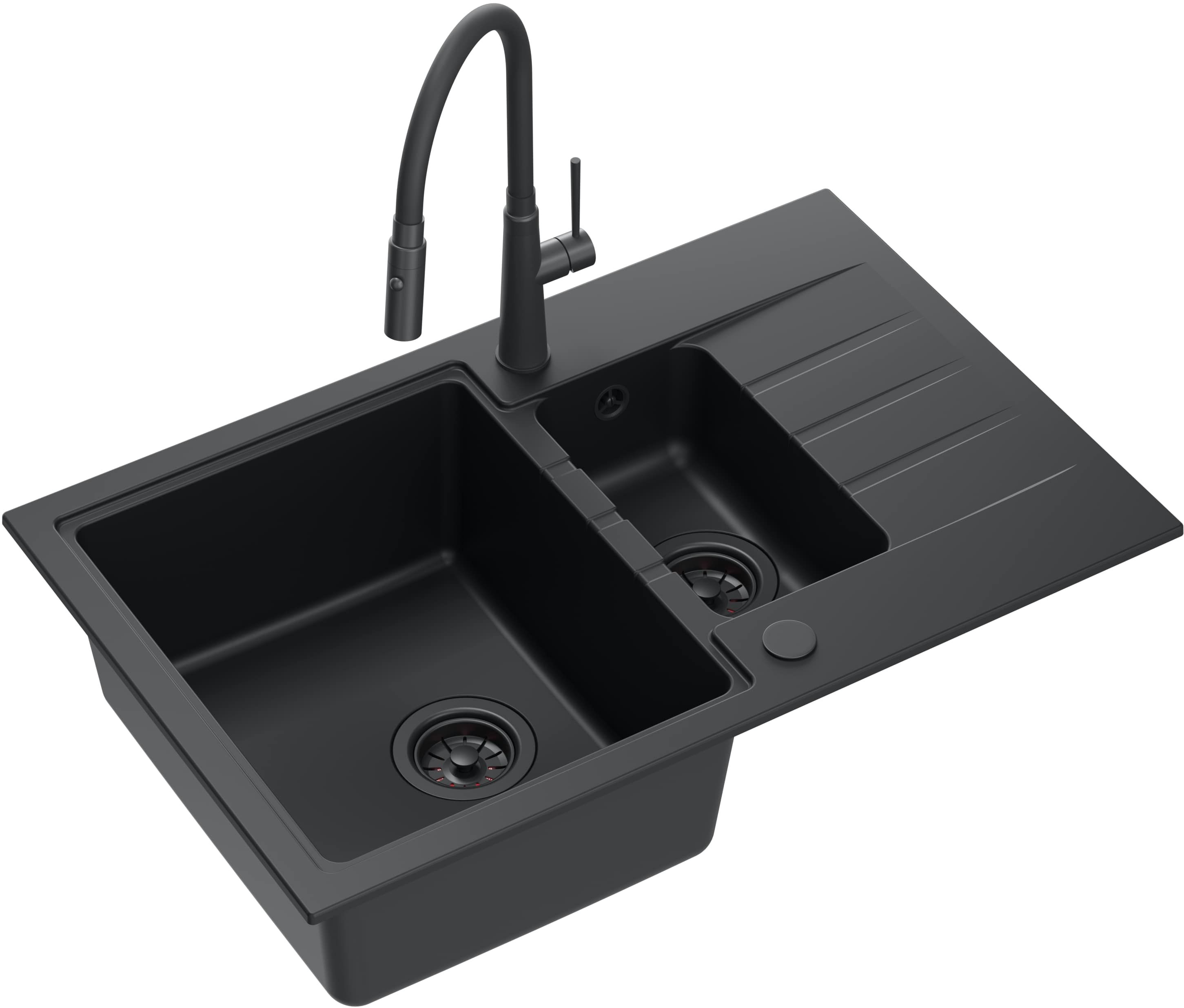 Zestaw Quadron zlewozmywak Peter 156 z baterią Gina czarny HCQP57850BLMPC_3922505BLM
