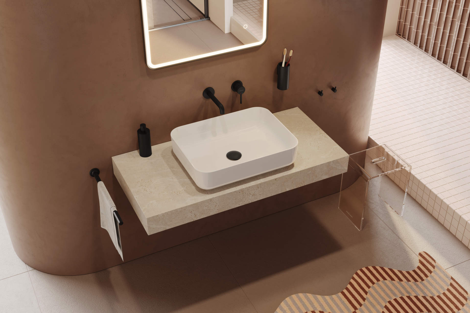 Excellent CORI 2.0 umywalka 50x38 cm prostokątna nablatowa biały połysk CEEX.6901.500.WH