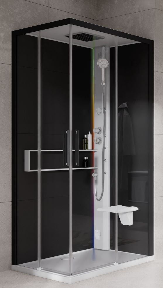 Novellini Glax 2 2.0 A kabina z hydromasażem 100x70 cm prawa parowa z brodzikiem biała G22A197DT5-1UH