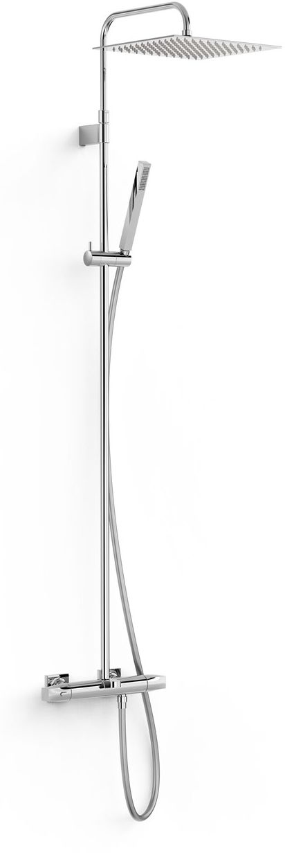 Tres Over-Wall zestaw prysznicowy ścienny termostatyczny z deszczownicą kwadratową chrom 19031205