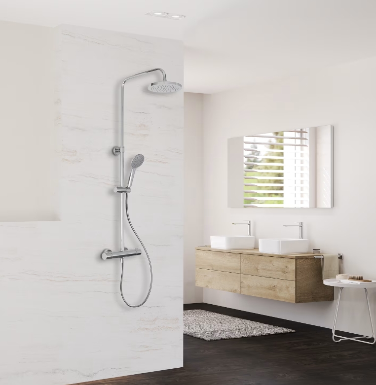 Kronenbach zestaw prysznicowy z baterią ścienny termostatyczny z deszczownicą chrom 26648000 KB - Wysyłka w 24h