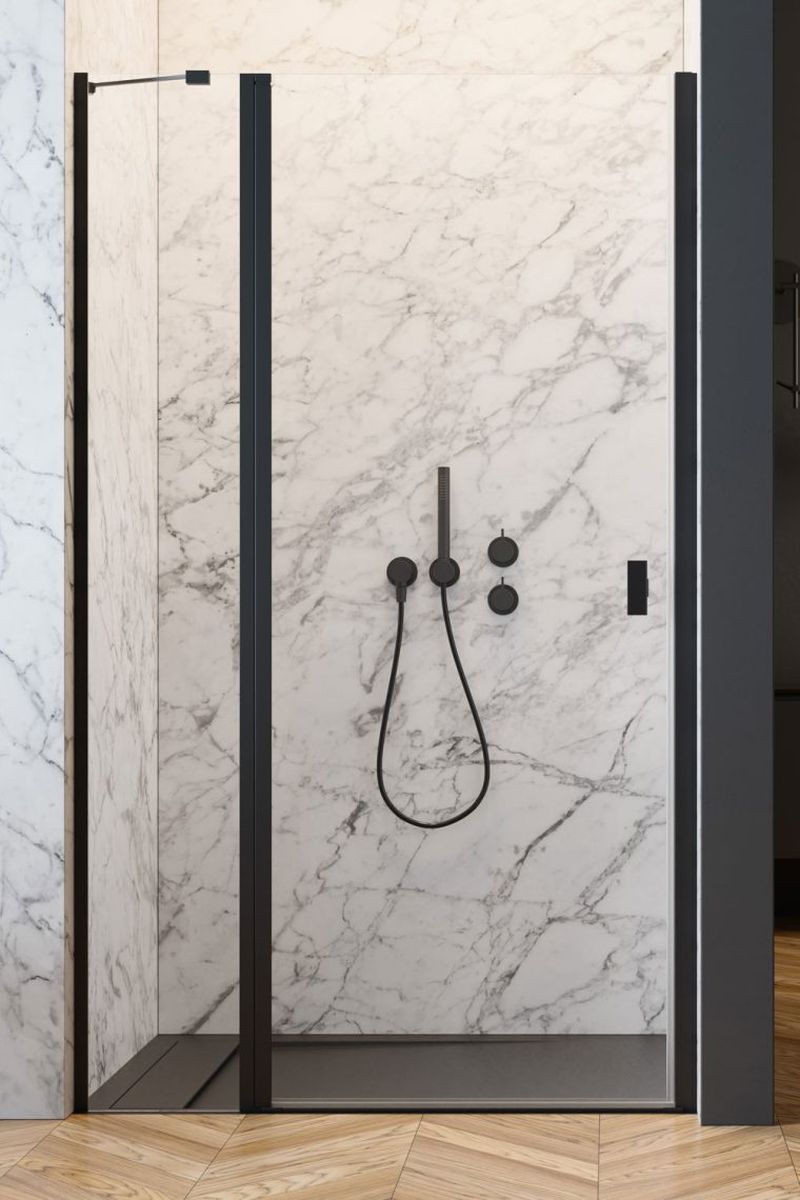Radaway Nes 8 Black DWJ II drzwi prysznicowe 120 cm wnękowe lewe czarny mat/szkło przezroczyste 10083120-54-01L