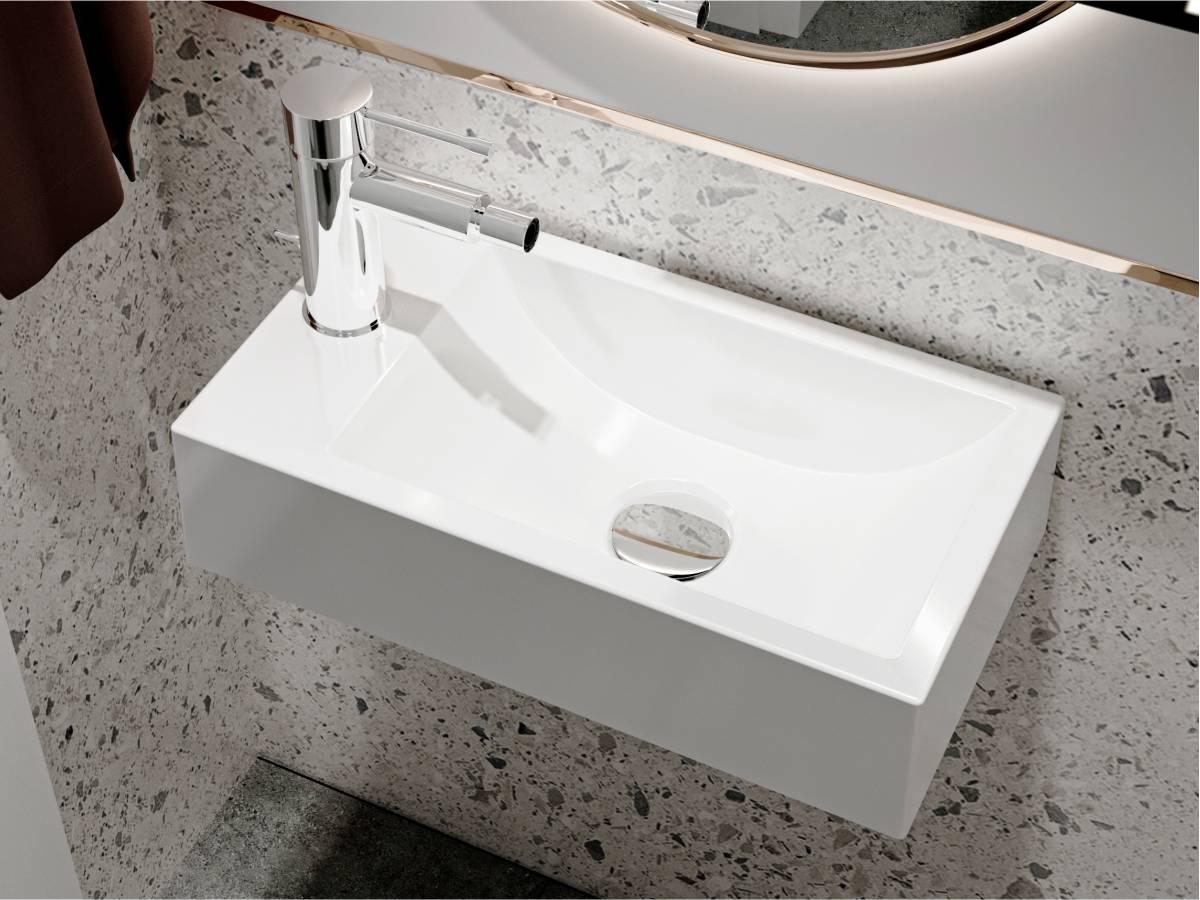 Miraggio Faro umywalka 41x23 cm ścienna prostokątna prawa biały połysk 0000194