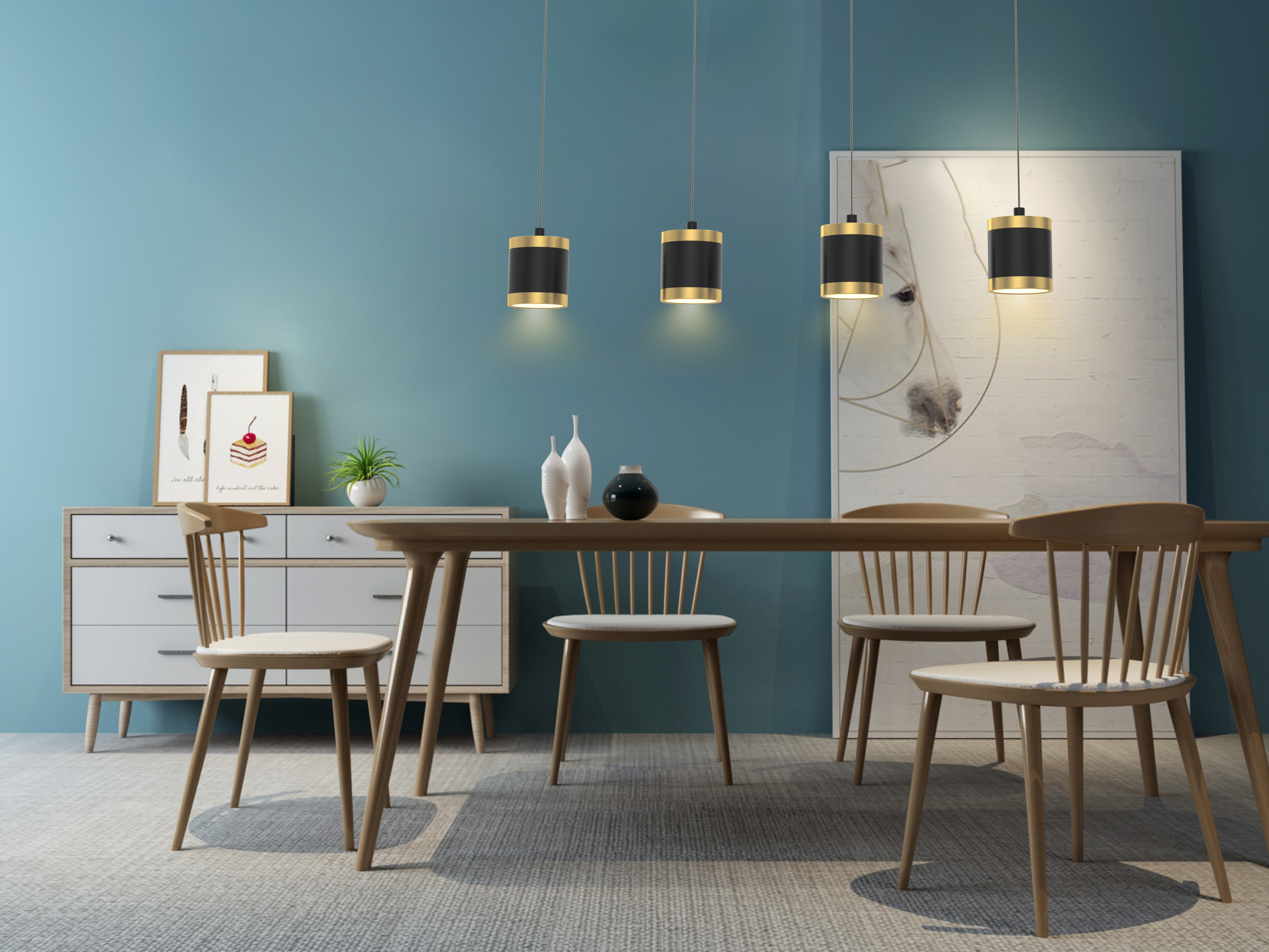 Aviano Toulouse lampa wisząca 4x8,5 W czarna 7003-404