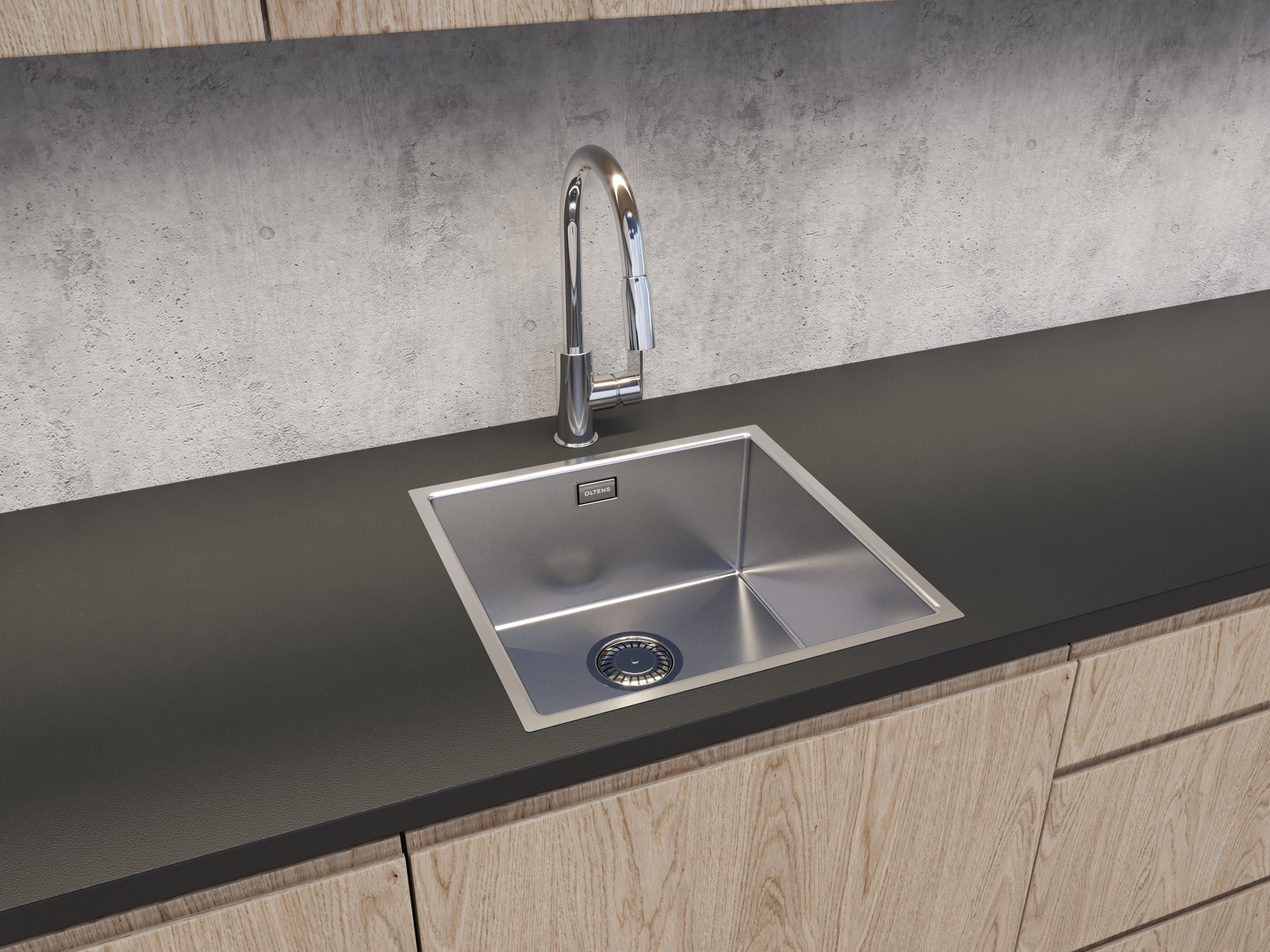 Oltens Stalvask zlewozmywak stalowy 1-komorowy 44x44 cm stal polerowana 71100100 - Wysyłka w 24h