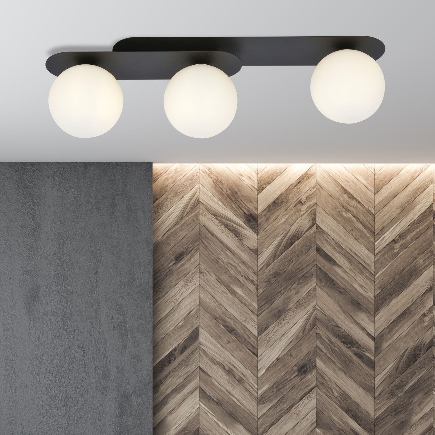 Emibig Plaza lampa podsufitowa 3x10 W czarna-opal 1118/3