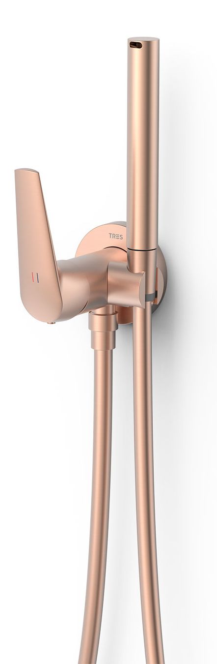 Tres Fuji bateria bidetowa podtynkowa ze słuchawką prysznicową różowe złoto mat 28112301OPM