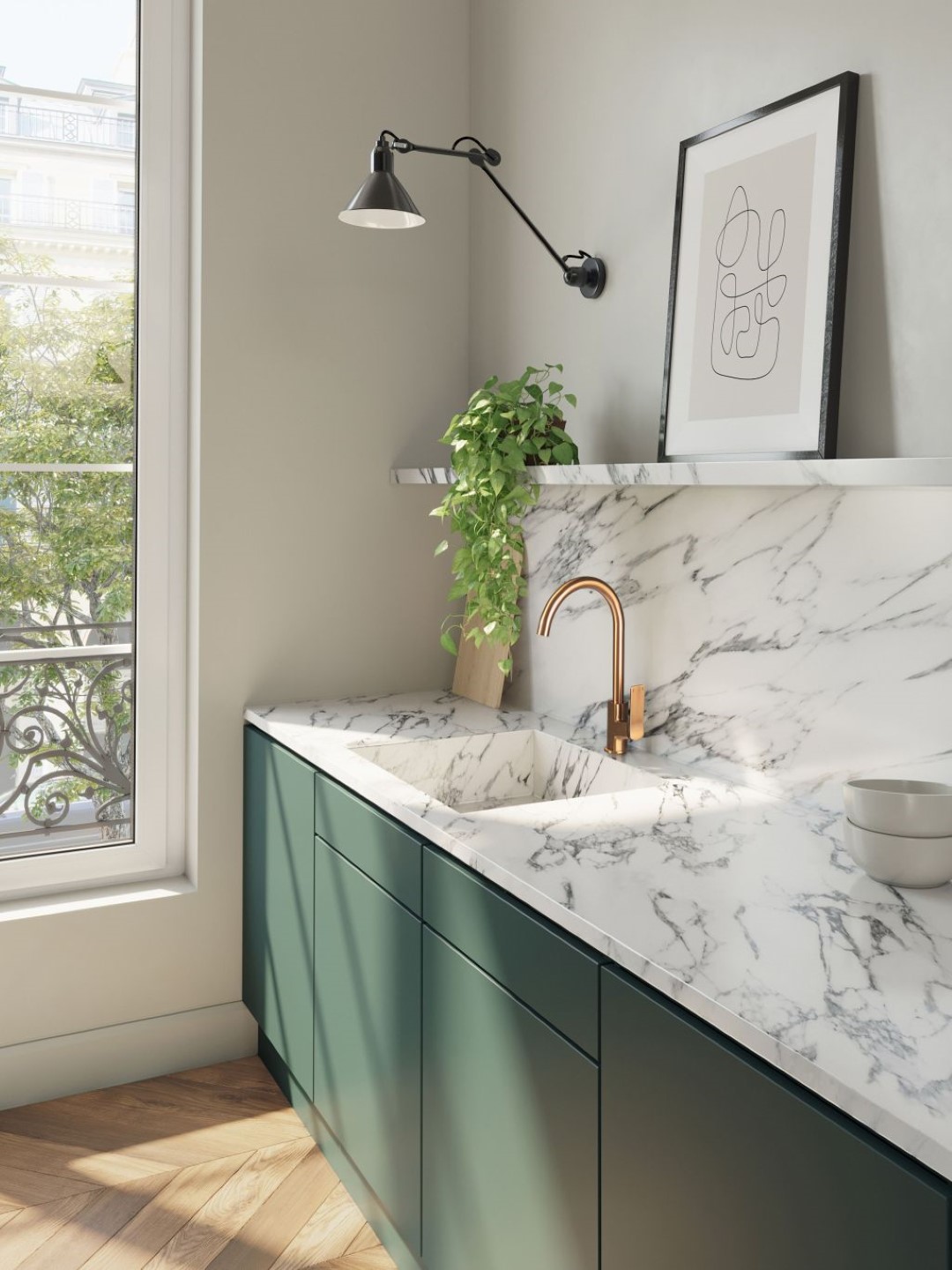 Invena Neri Plus bateria kuchenna stojąca mosiądz BZ-P1-014