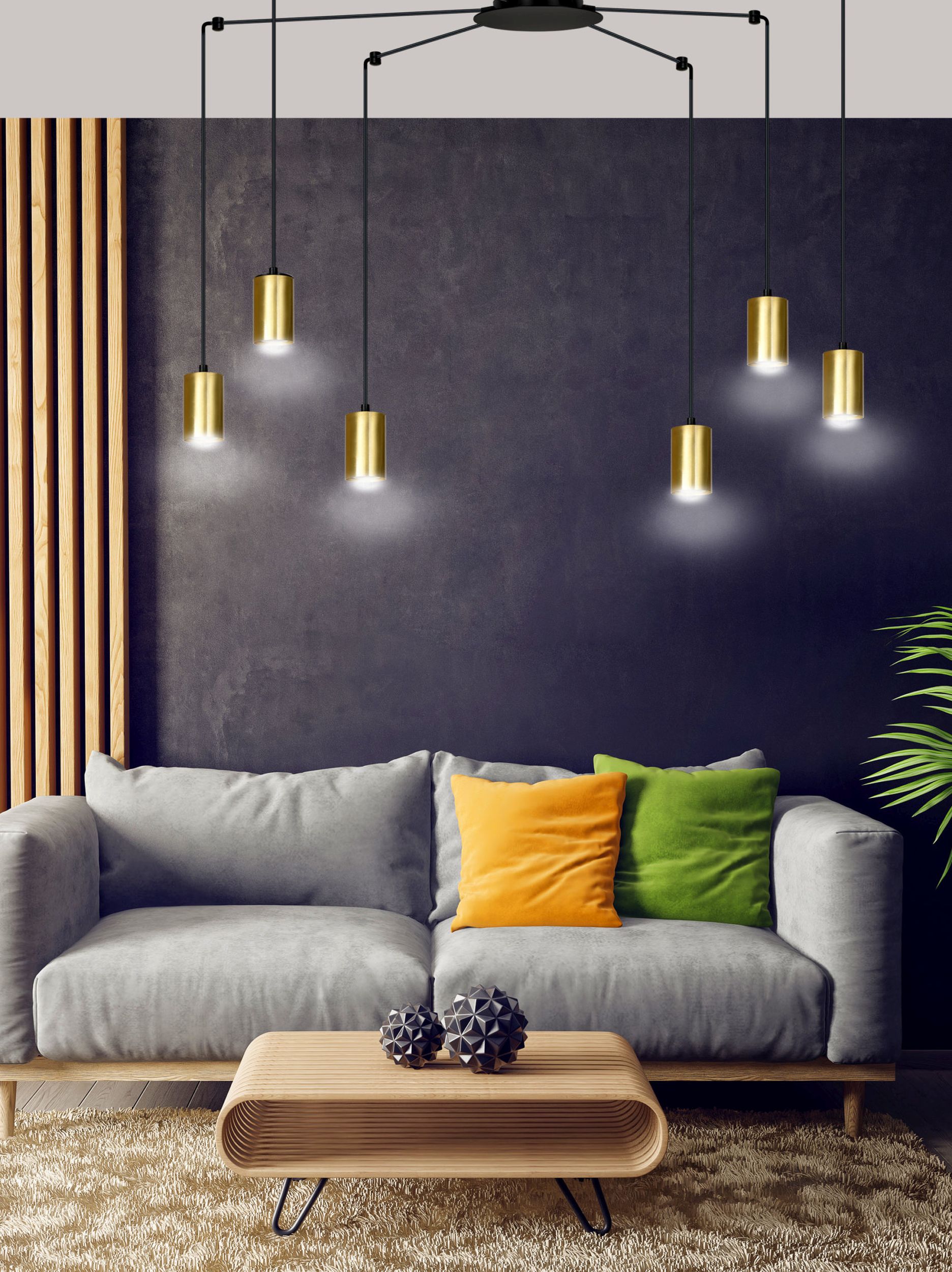 Emibig Traker lampa wisząca 6x8 W czarna-złota 526/6