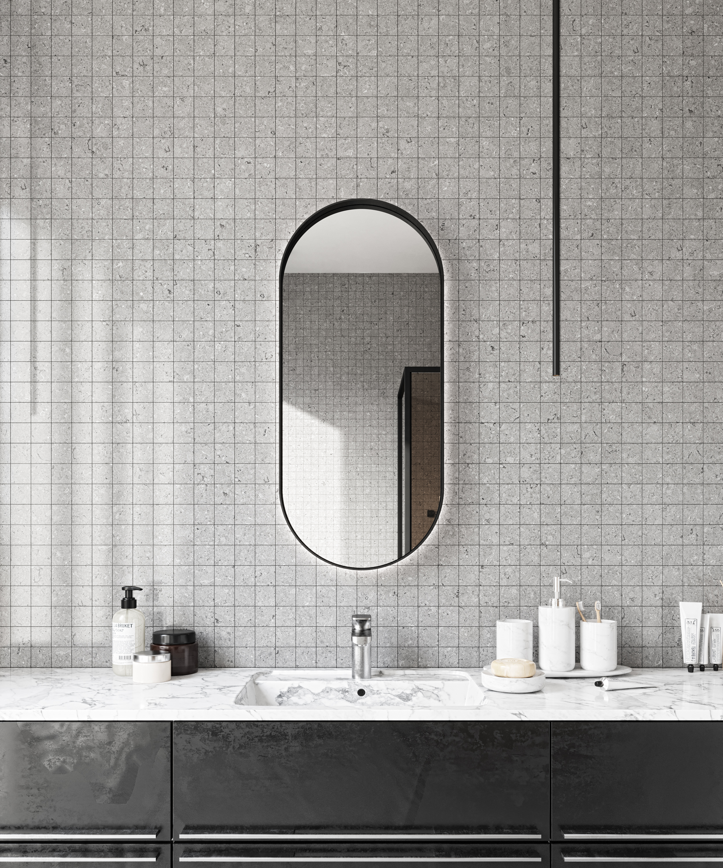 HoM Akasaka lustro 60x120 cm rama stalowa czarny oświetlenie zewnętrzne LED A-60x120-BLC50x4-ON