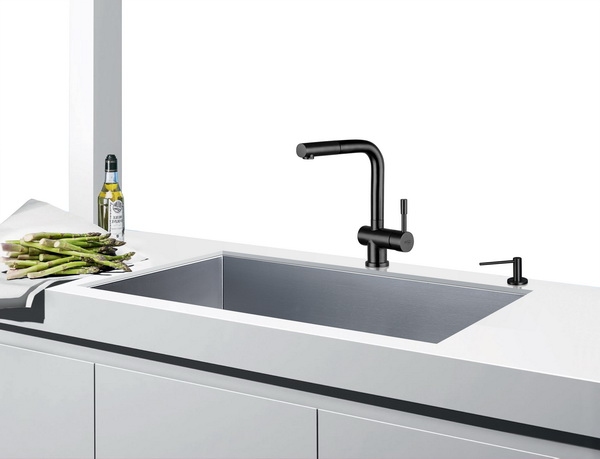 Blue Water Corsa bateria kuchenna z wyciąganą wylewką stal nierdzewna czarna - Wysyłka w 24h