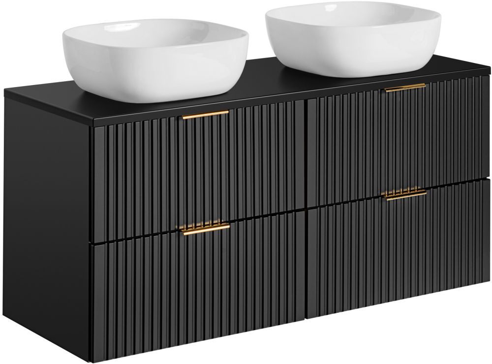 Zestaw Comad Adel Black szafka 120 cm z blatem i umywalkami Smile czarny/biały (ADELBLACK8260B2S, ADELBLACK89120B, UM6252SMILE40DP) - Wysyłka w 24h