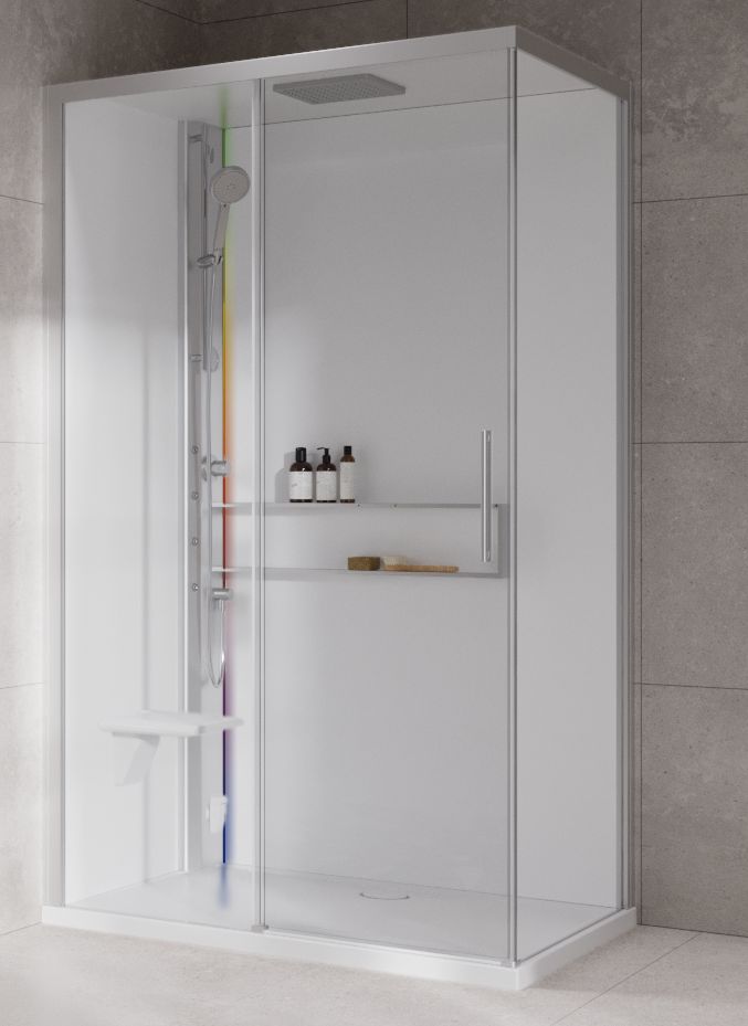 Novellini Glax 2 2.0 2P kabina z hydromasażem 120x90 cm parowa z brodzikiem lewa srebrna G222P299SM5-1BB