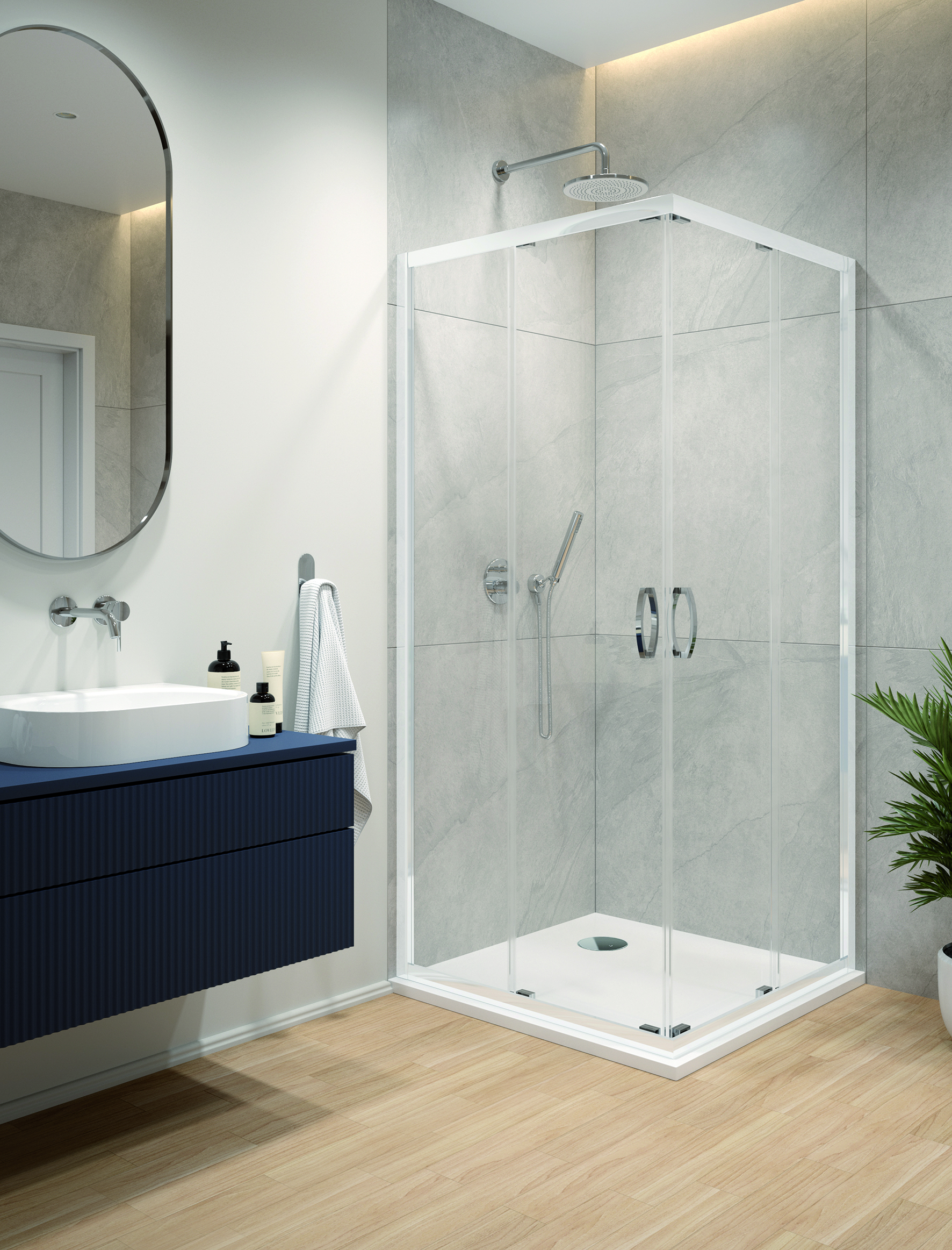 Sanplast Fris kabina z brodzikiem 80x80 cm kwadratowa biały połysk/szkło przezroczyste 602-330-2050-01-400