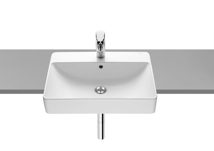 Roca Inspira Square umywalka 55x42 cm półblatowa biała A32753S000