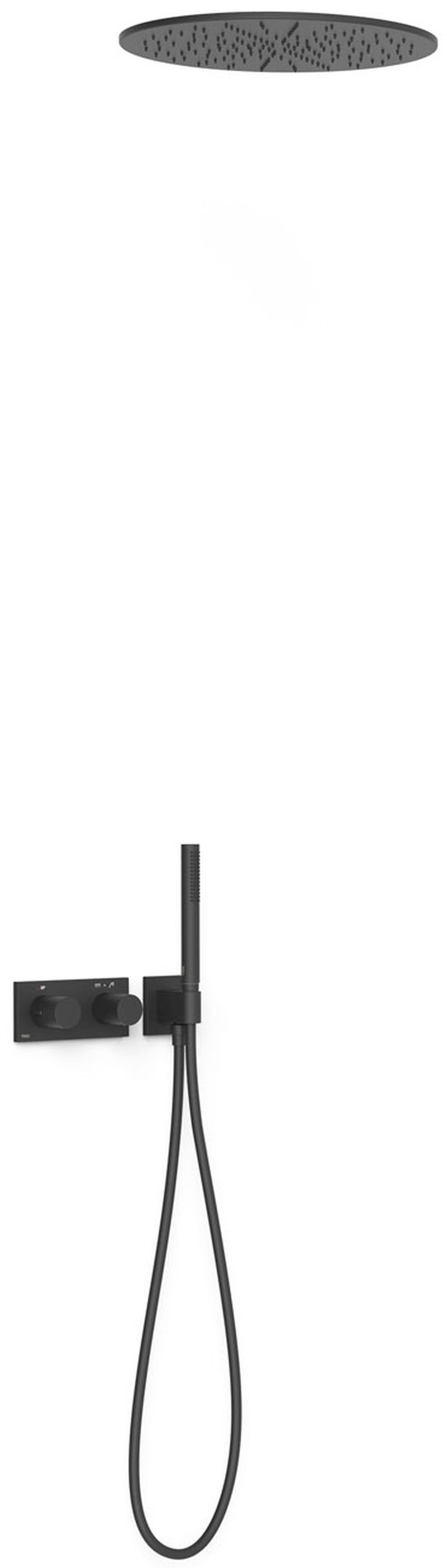 Tres B-System zestaw prysznicowy podtynkowy termostatyczny z deszczownicą czarny mat 30735206NM