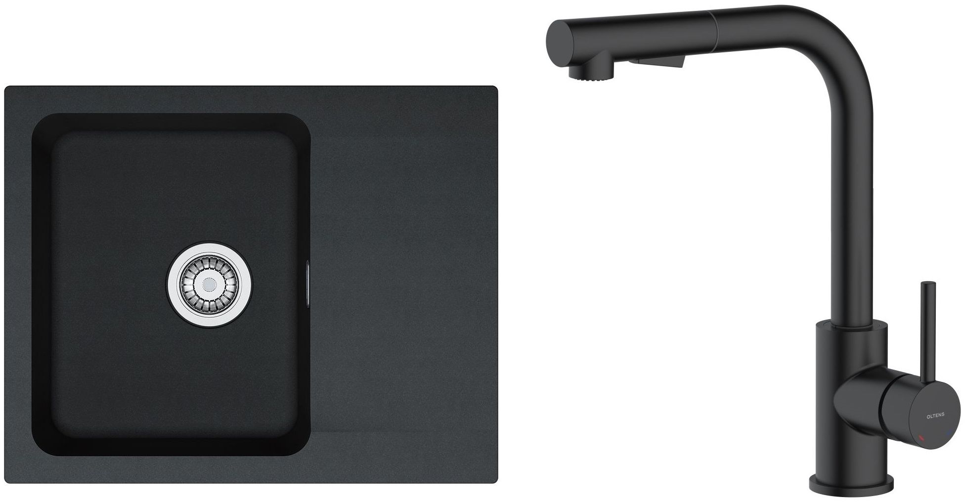 Zestaw Franke Orion OID 611-62 zlewozmywak 62x50 cm z baterią kuchenną Oltens Myvat onyx/czarny mat (1140286441, 35205300) - Wysyłka w 24h